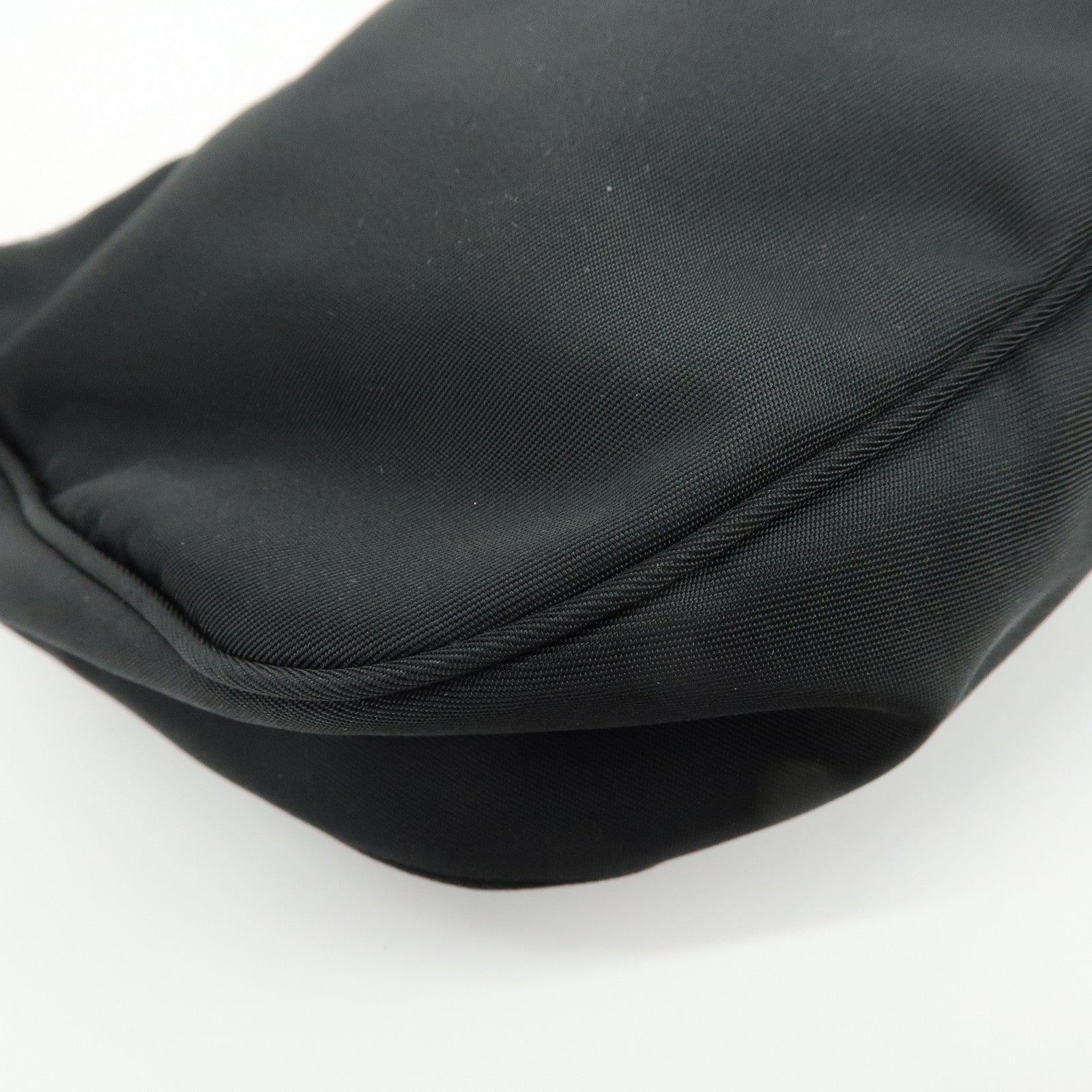 PRADA Triangle Logo Leather Shoulder Bag Hand Bag Black