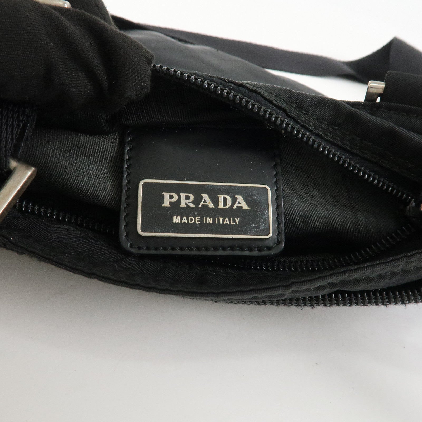 PRADA Triangle Logo Nylon Shoulder Bag Crossbody Bag Black BT7372