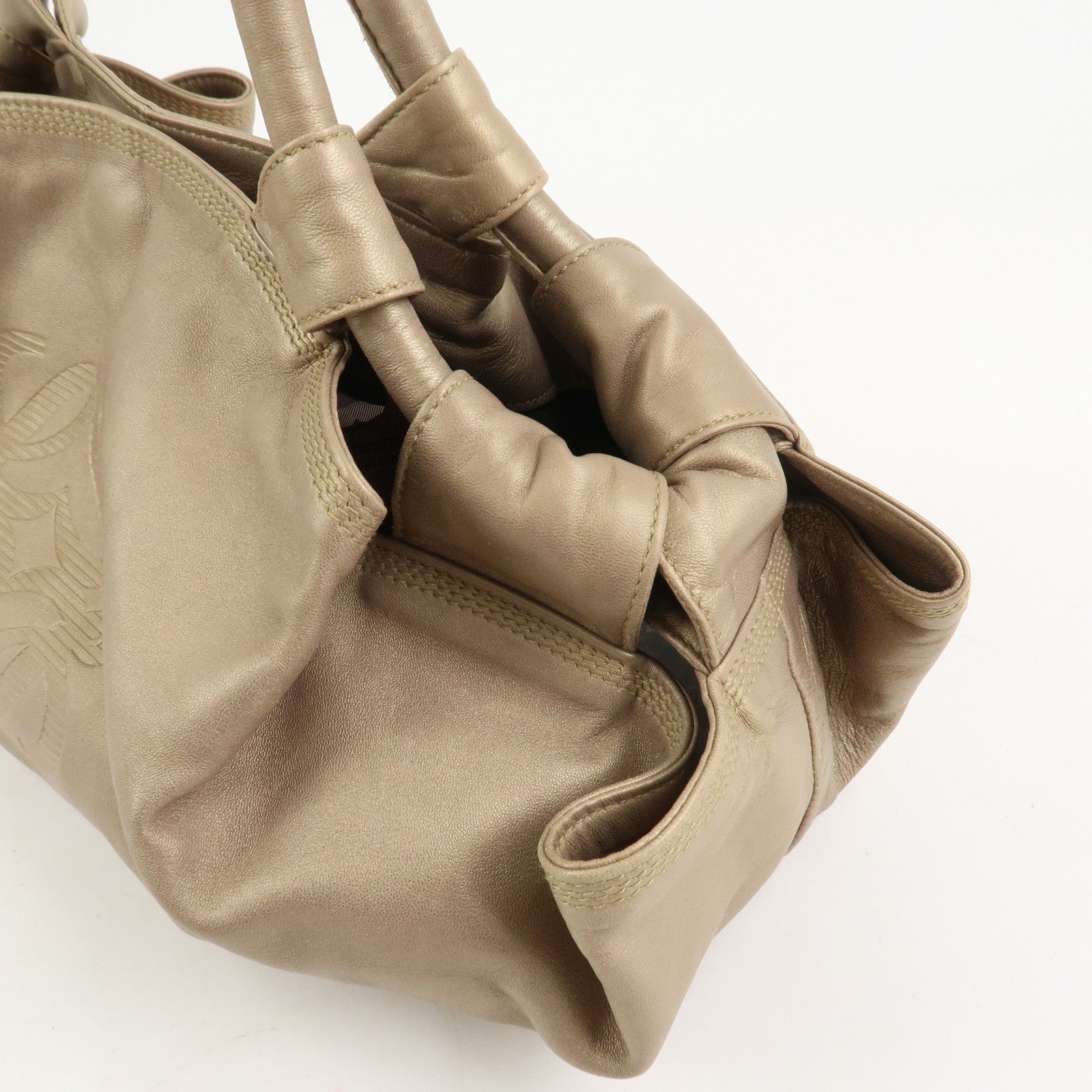 LOEWE Anagram Nappa Aire Leather Hand Bag Shoulder Bag Gold