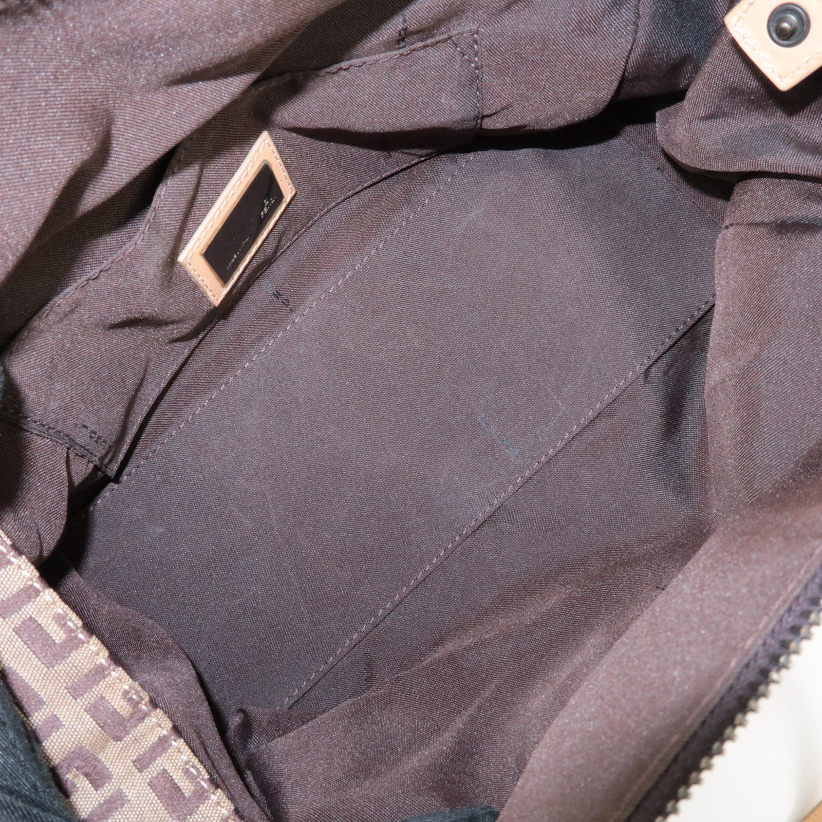 FENDI Zucchino Canvas Leather Shoulder Bag Hand Bag Brown 8BL000 Used