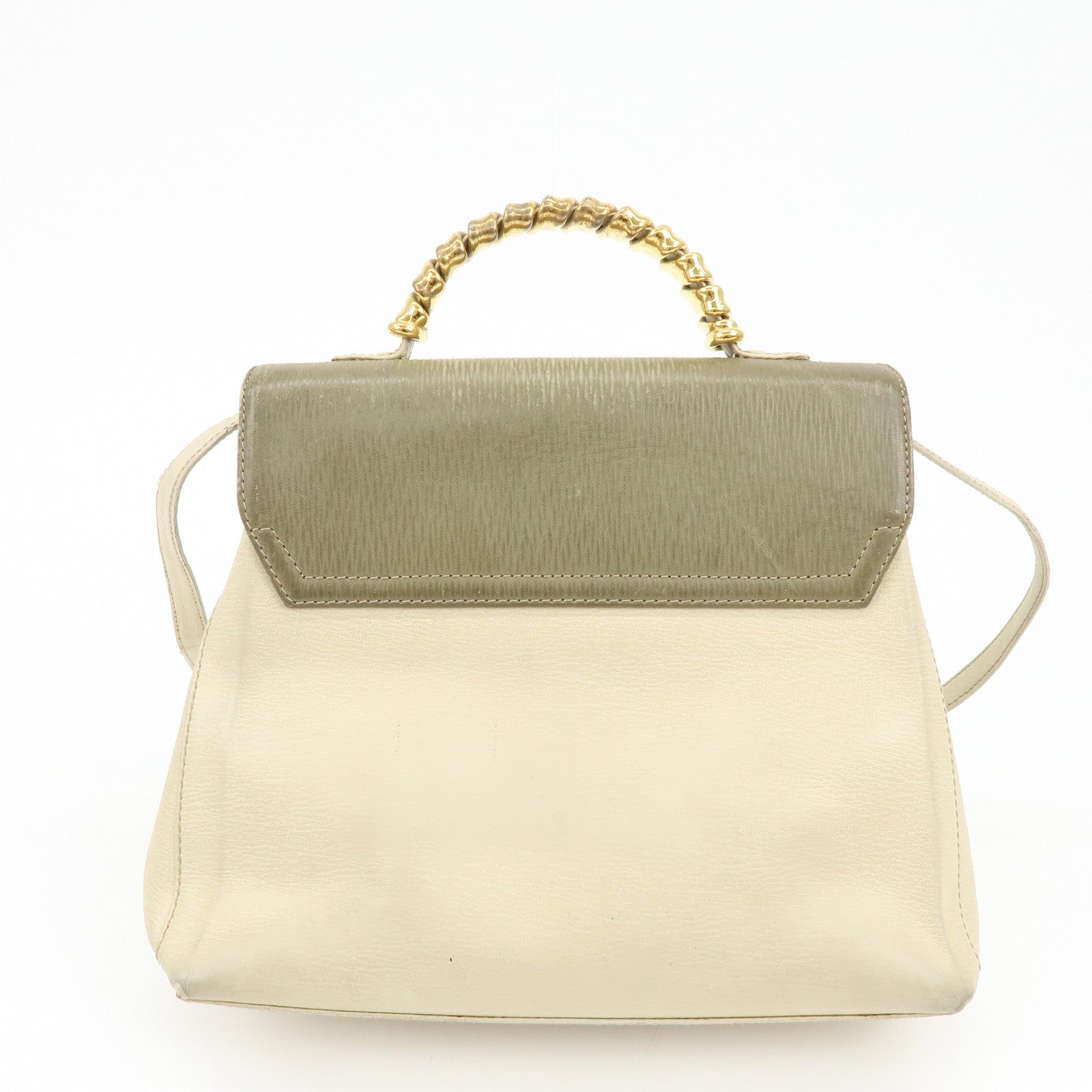 LOEWE Velazquez Leather Suede 2Way Bag Hand Bag Shoulder Bag Ivory