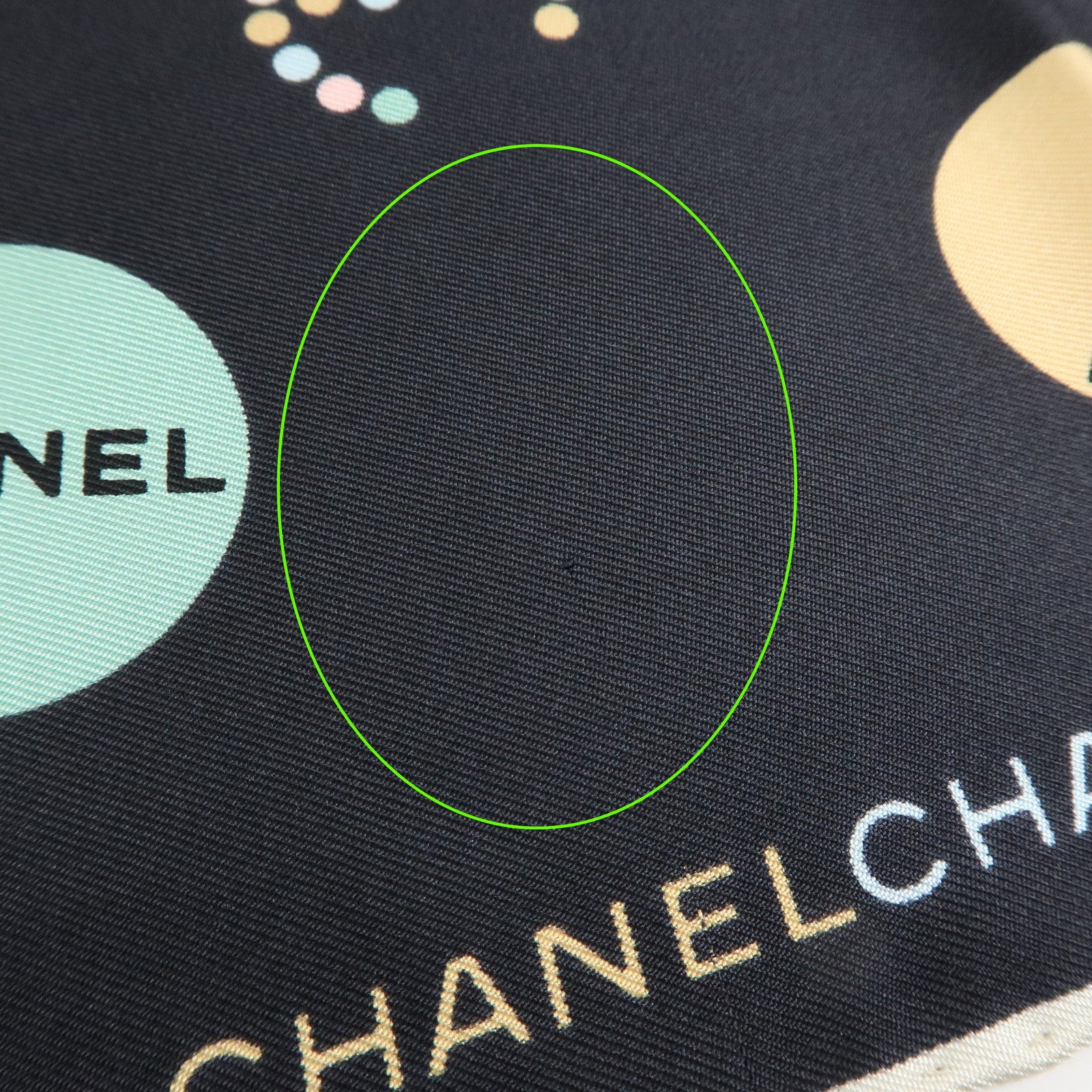 CHANEL No.5 Silk 100% Scarf Black Multicolor