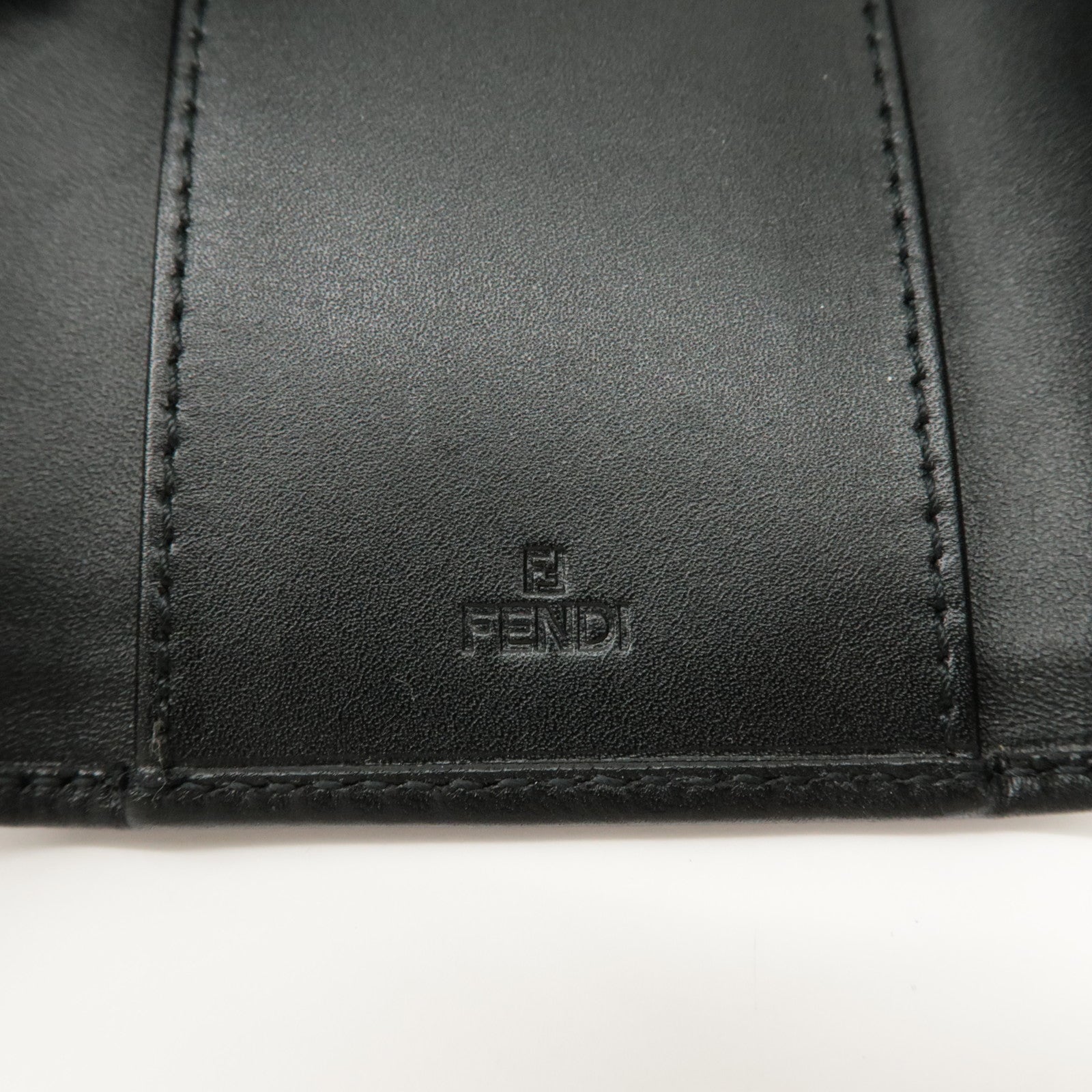 FENDI Zucchino Canvas Leather 6 Rings Key Case Beige Black 8AP002 Used