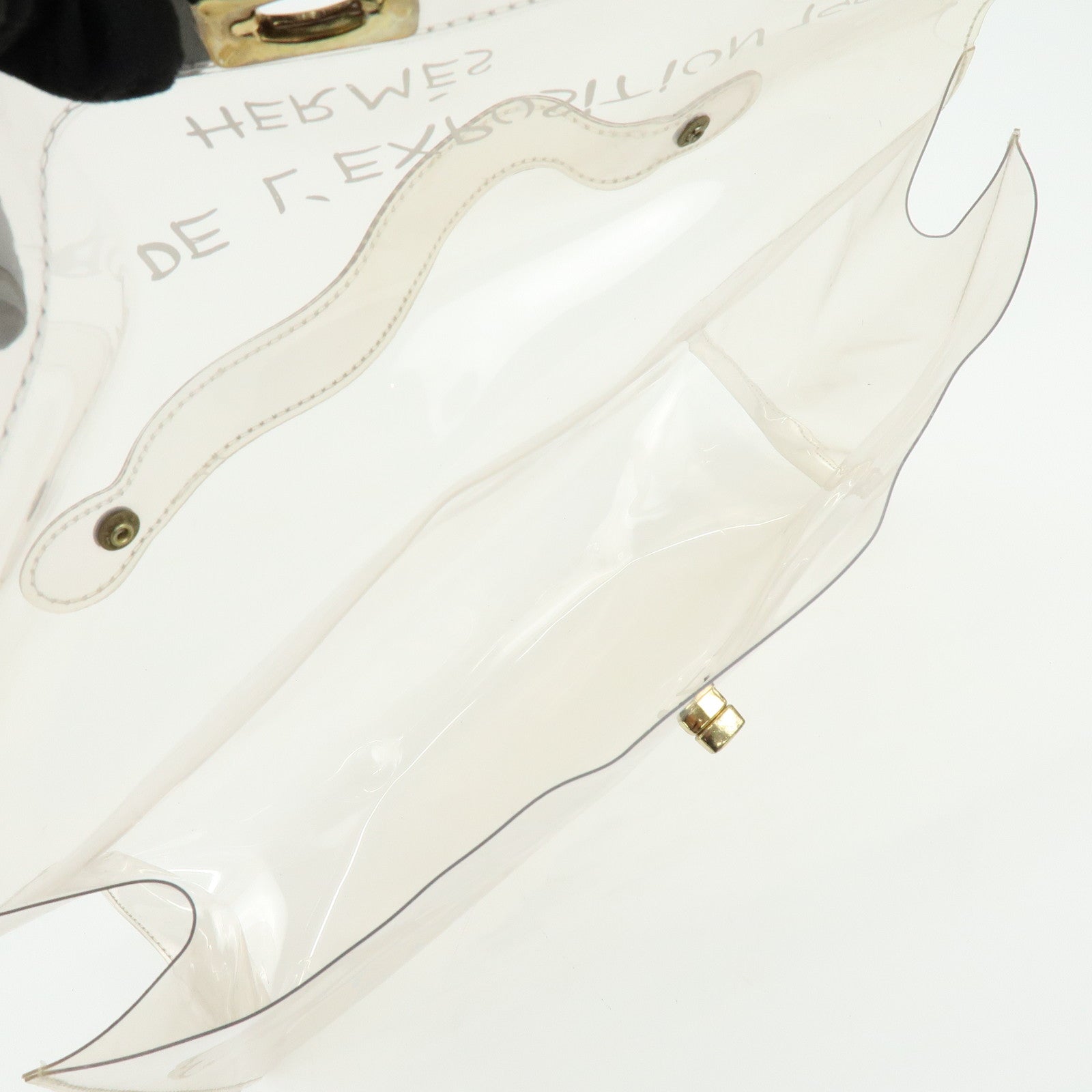 HERMES Kelly Vinyl Hand Bag Clear Transparent