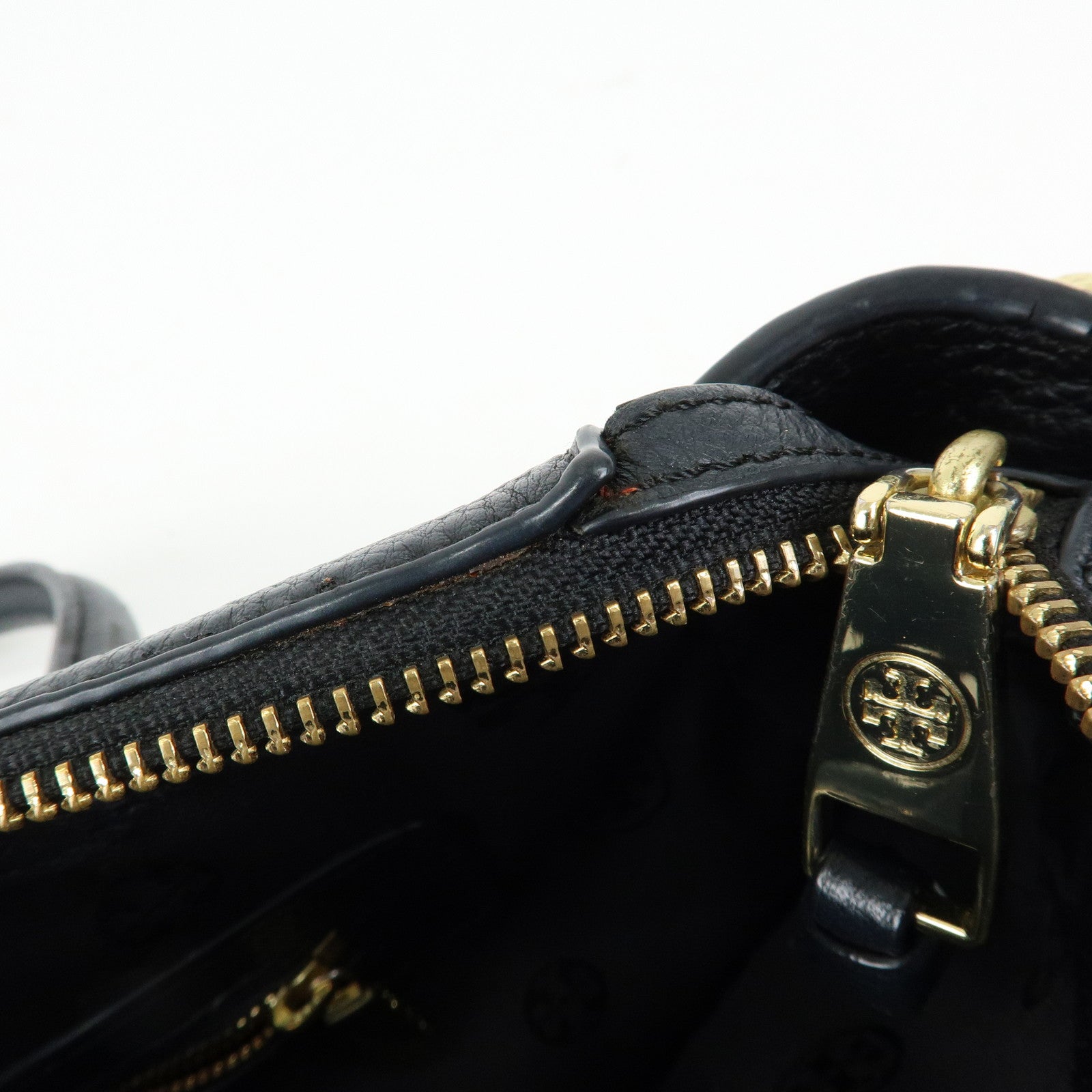 TORY BURCH Double T Leather 2Way Bag Shoulder Hand Bag Black