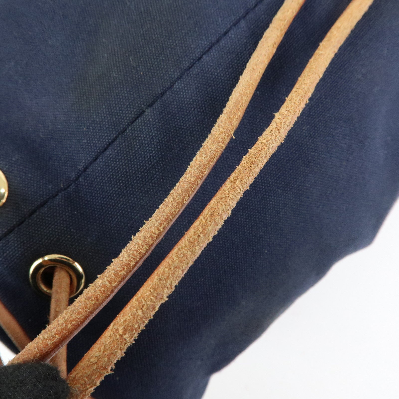HERMES Canvas Leather Porochon Mimil PM Drawstring Backpack Navy