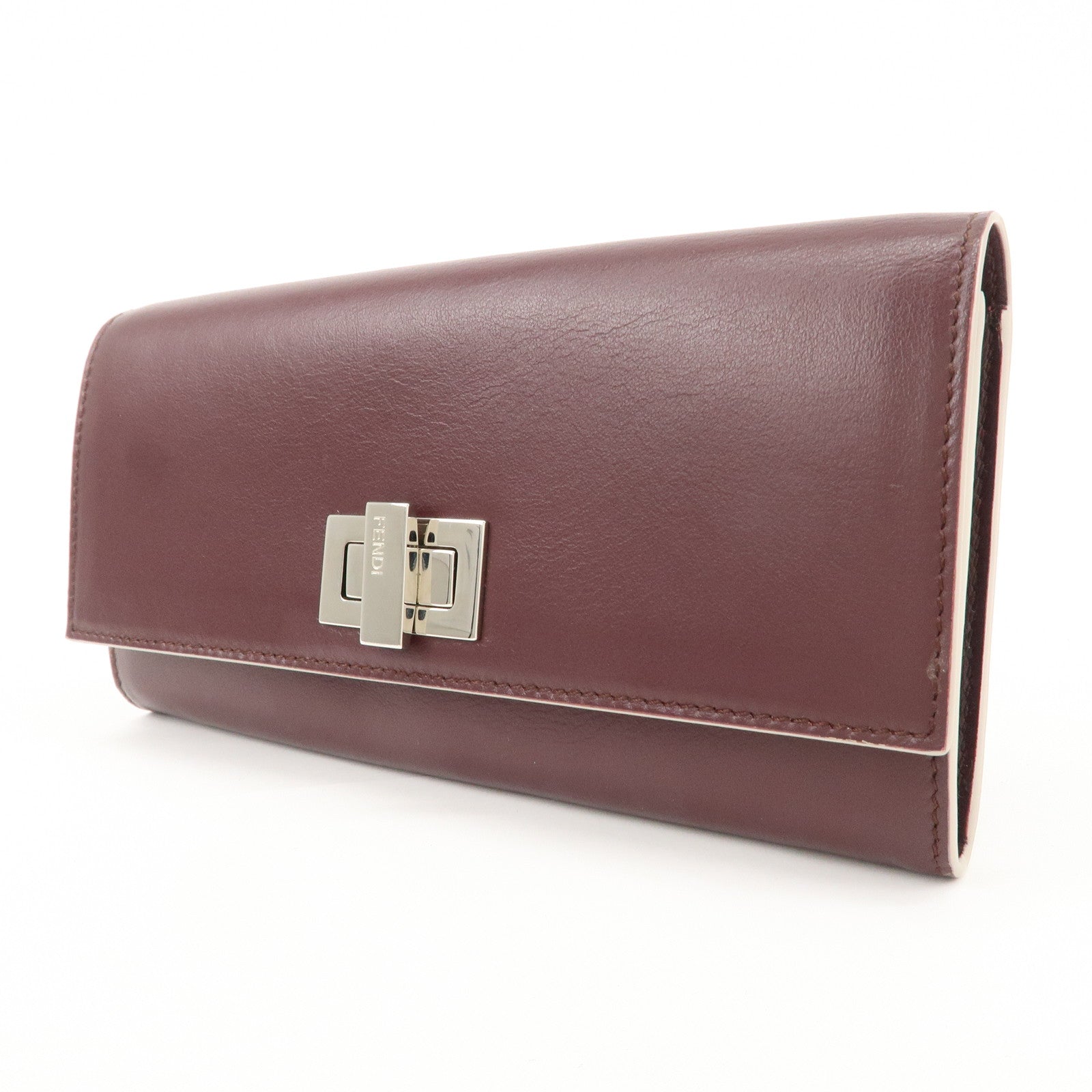 FENDI Peekaboo Leather Bi-fold Continental Wallet Long Wallet 8M0377 Used