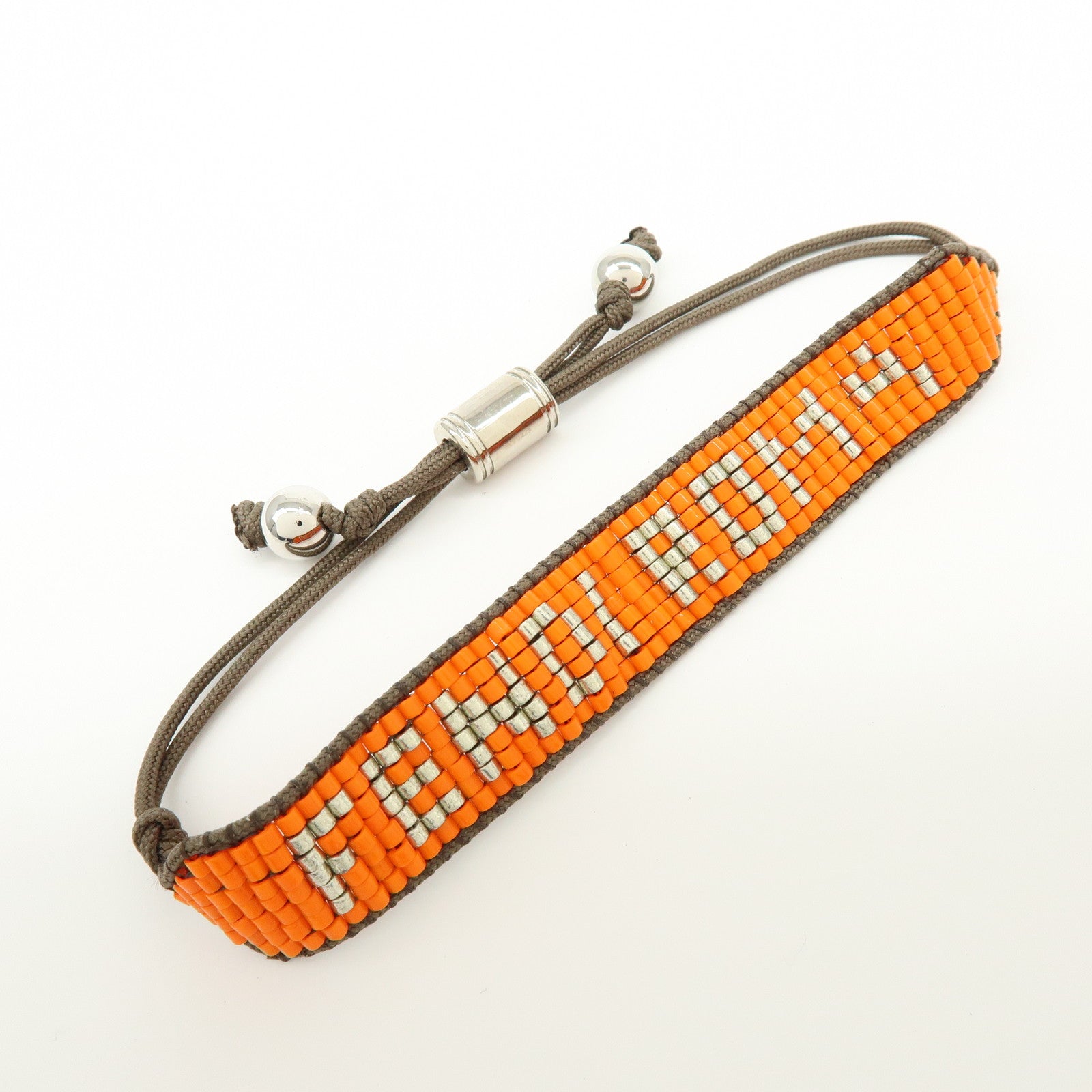 FENDI Beads Nylon Code Bracelet Orange Khaki MV0223