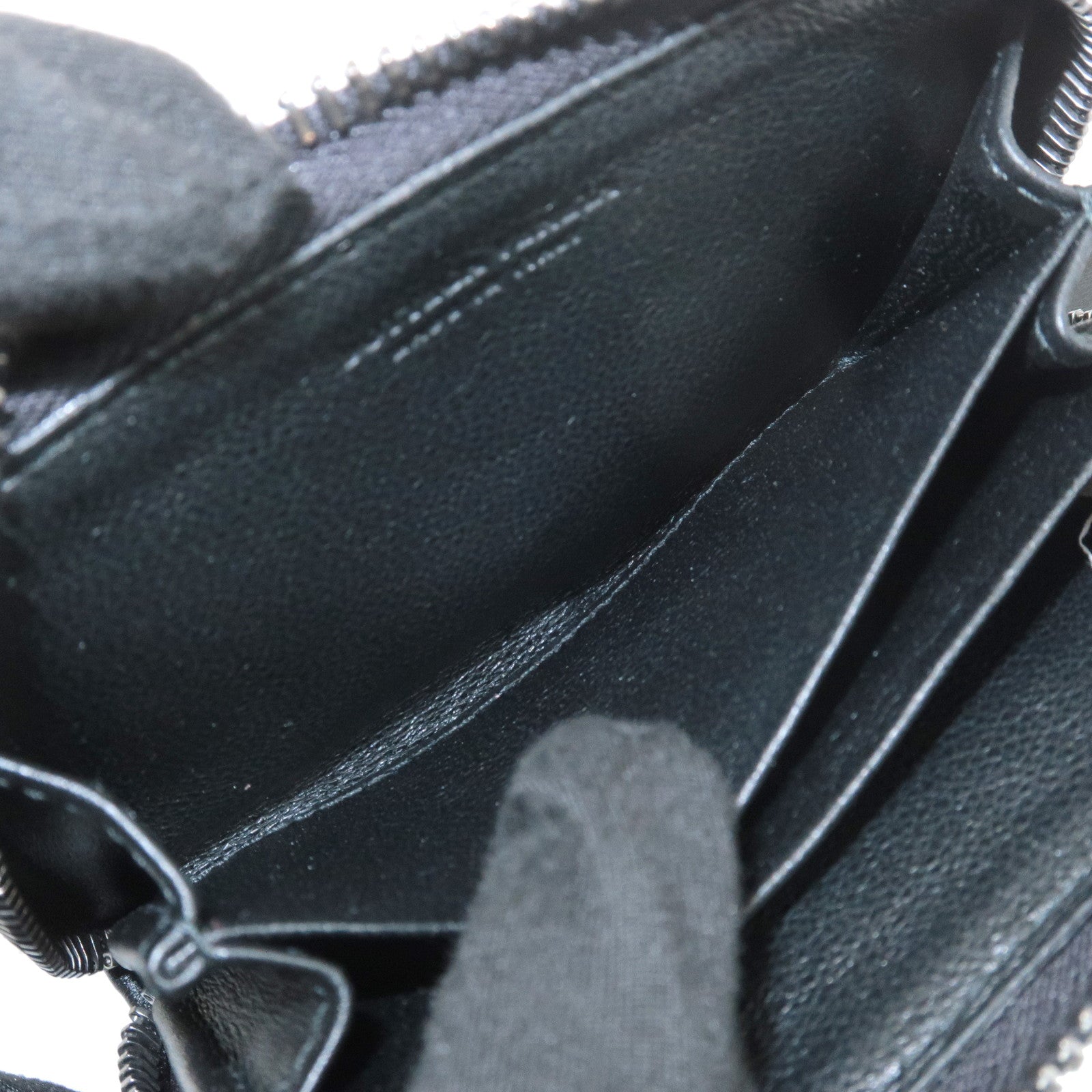 BOTTEGA VENETA Intrecciato Leather Coin Case Black Used