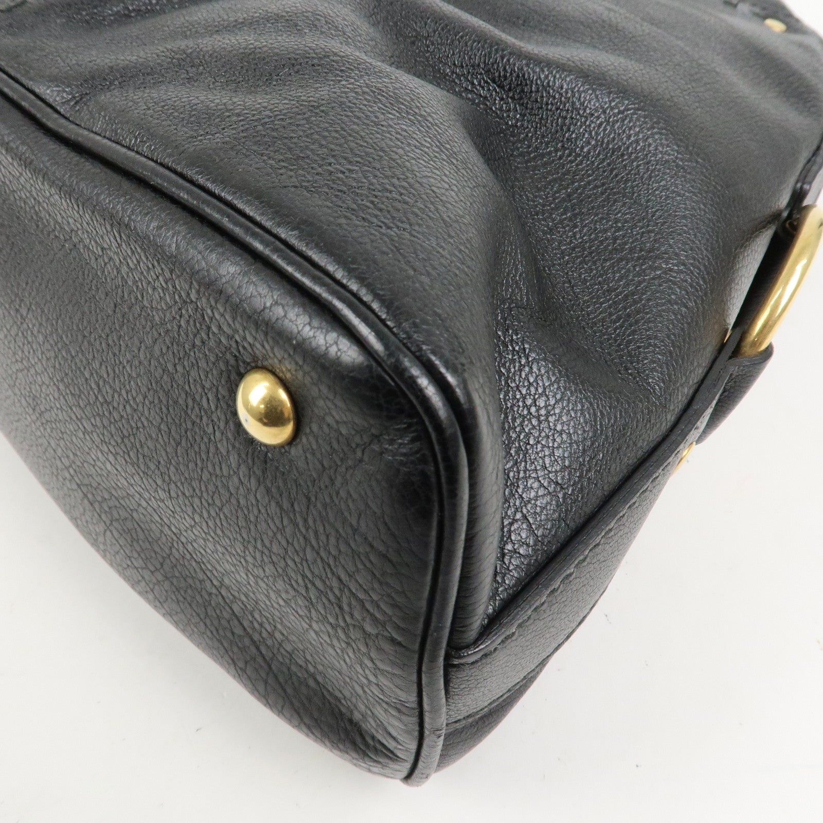 SAINT LAURENT PARIS Leather Muse Hand Bag Shoulder Bag Black