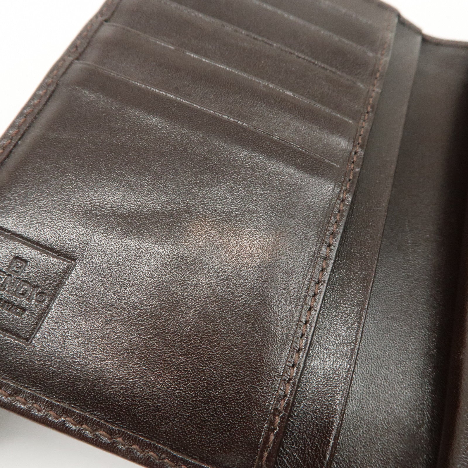 FENDI Zucca Canvas Leather Bi-Fold Compact Wallet Beige Brown 01692 Used