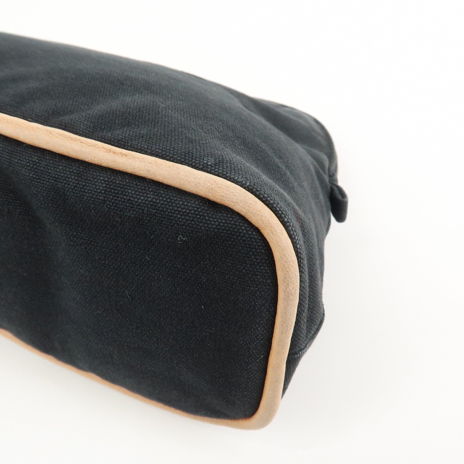 HERMES Canvas Leather Bolide Pouch MM Cosmetic Pouch Black