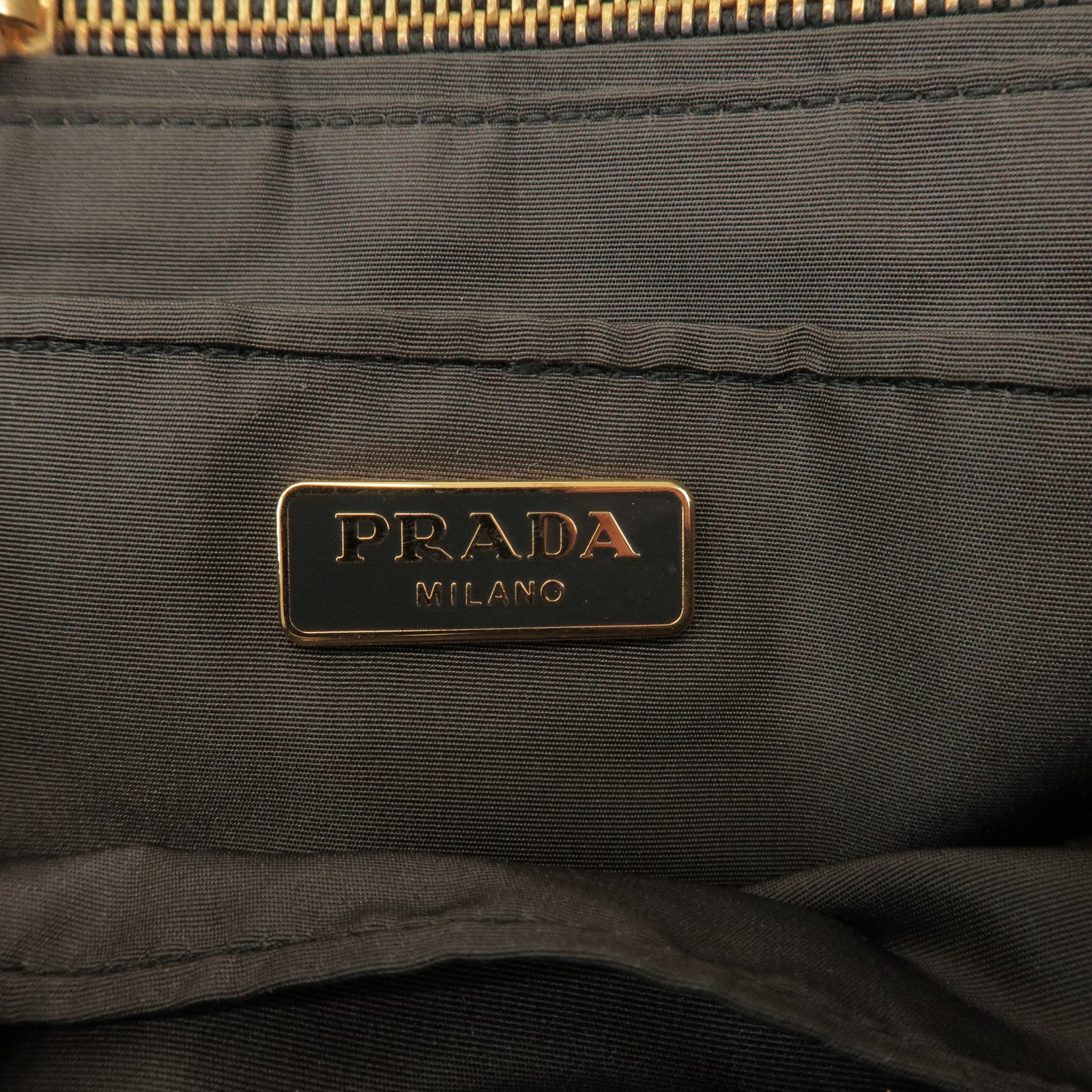 PRADA Logo Canvas Camouflage Gathered Design Clutch Bag Khaki Black