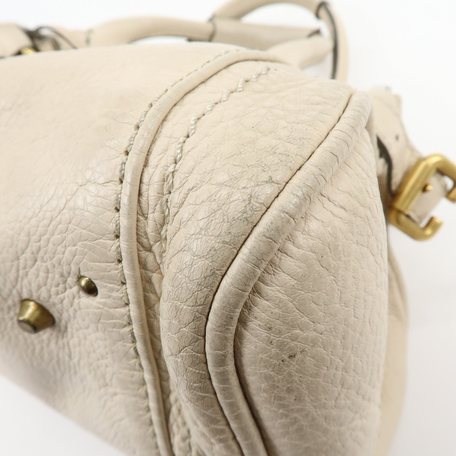 Chloe Paddington Leather Hand Bag Boston Bag Shoulder Bag Ivory