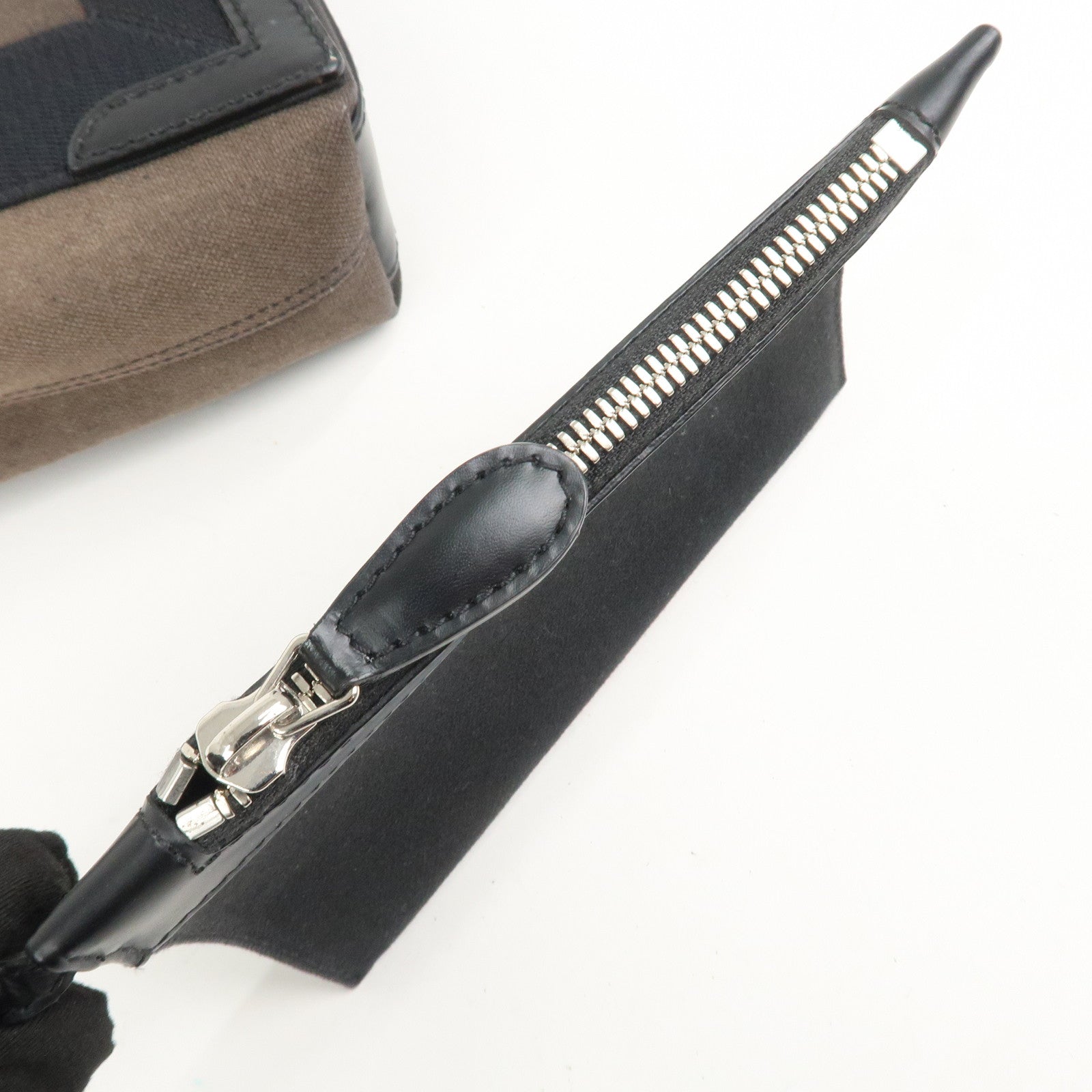 BALENCIAGA Canvas Leather Navy Cabas XS Hand Bag Brown 390346