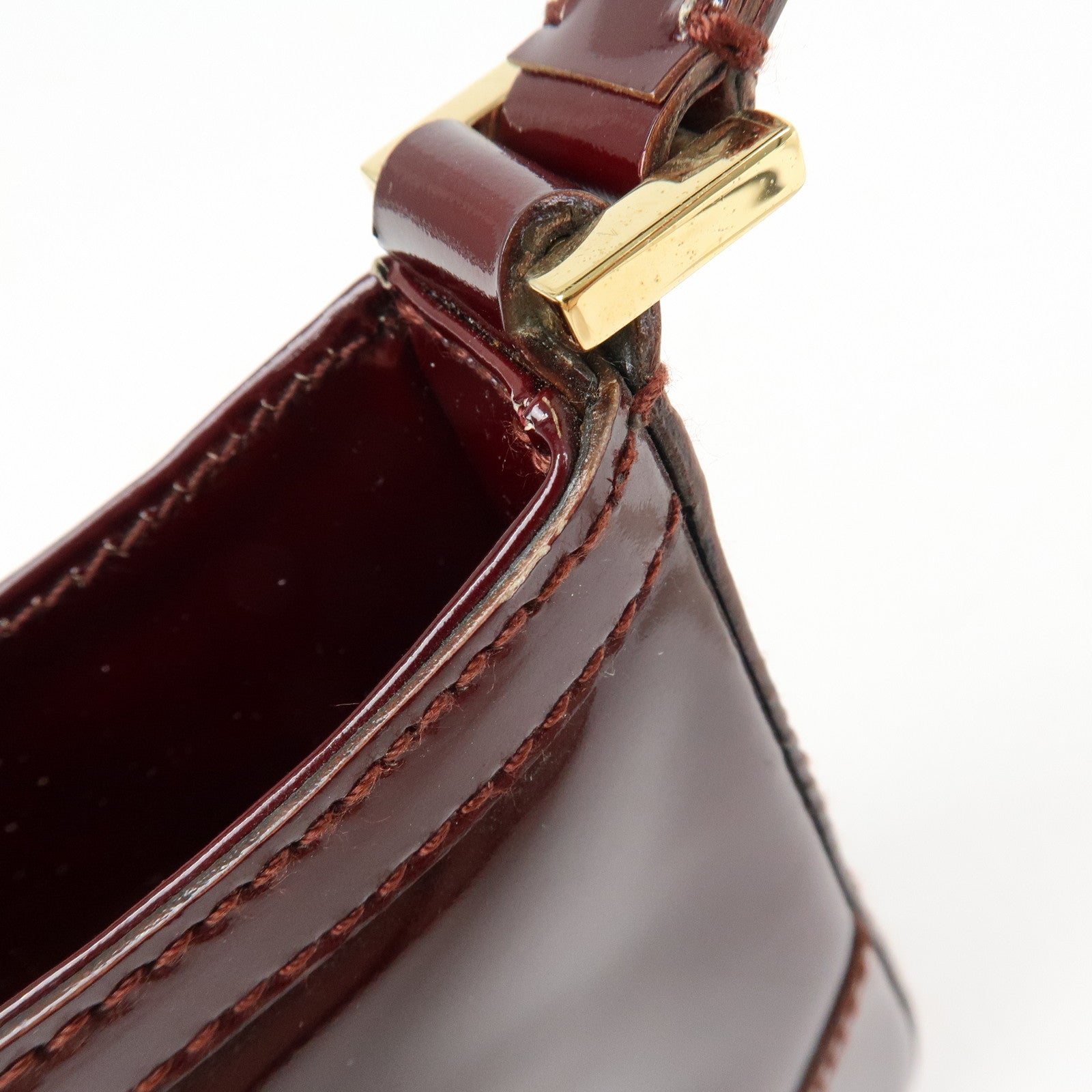 Ferragamo Patent Leather Shoulder Bag Hand Bag Bordeaux