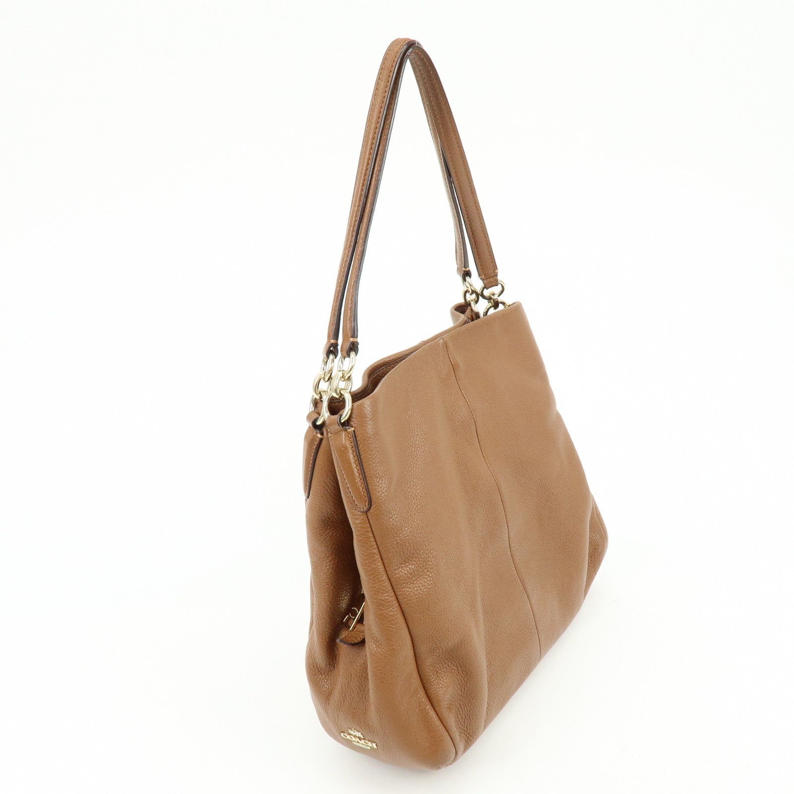 COACH Leather Shoulder Bag Hand Bag Brown