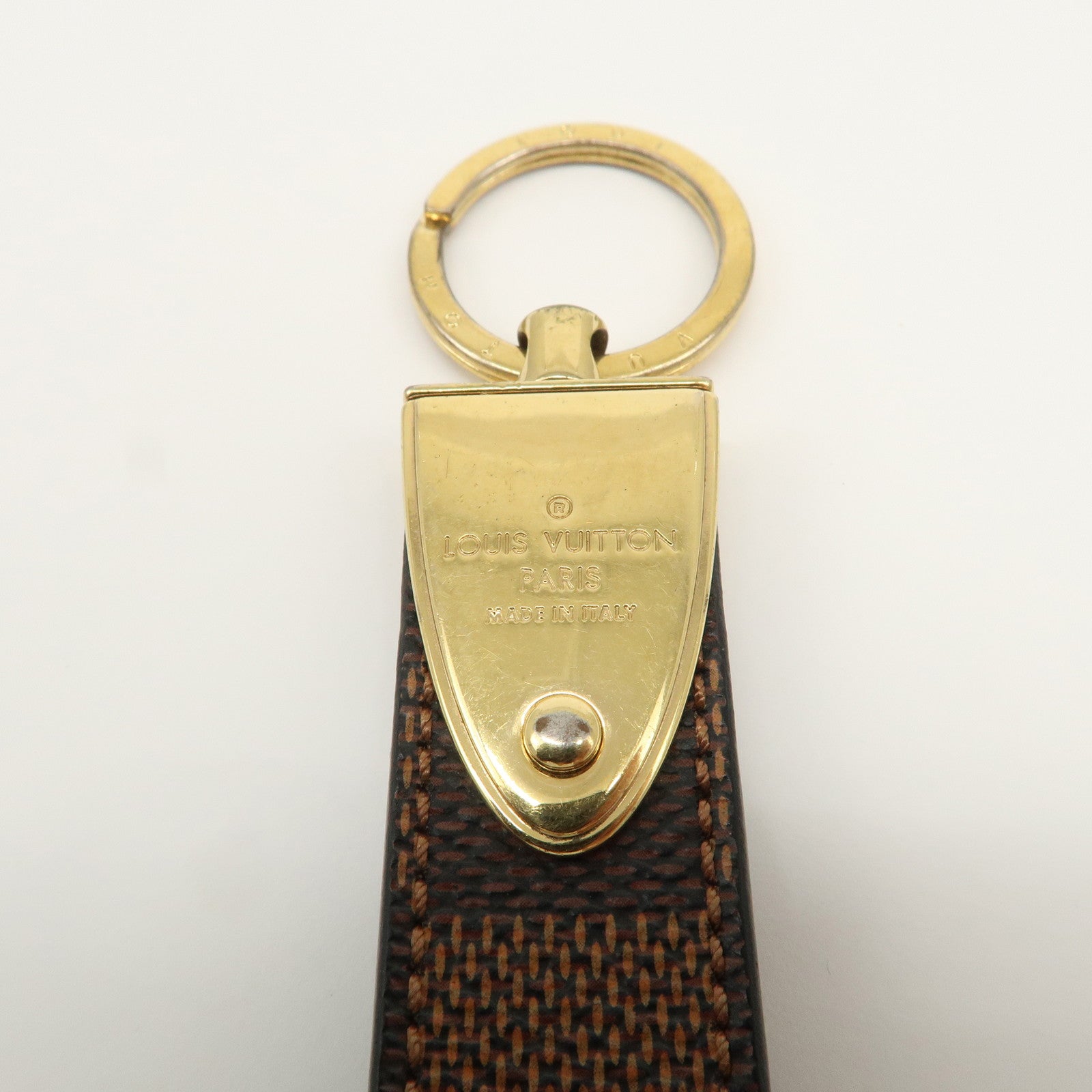 Louis Vuitton Damier Porte Cles Dragonne Key Ring Brown M65050