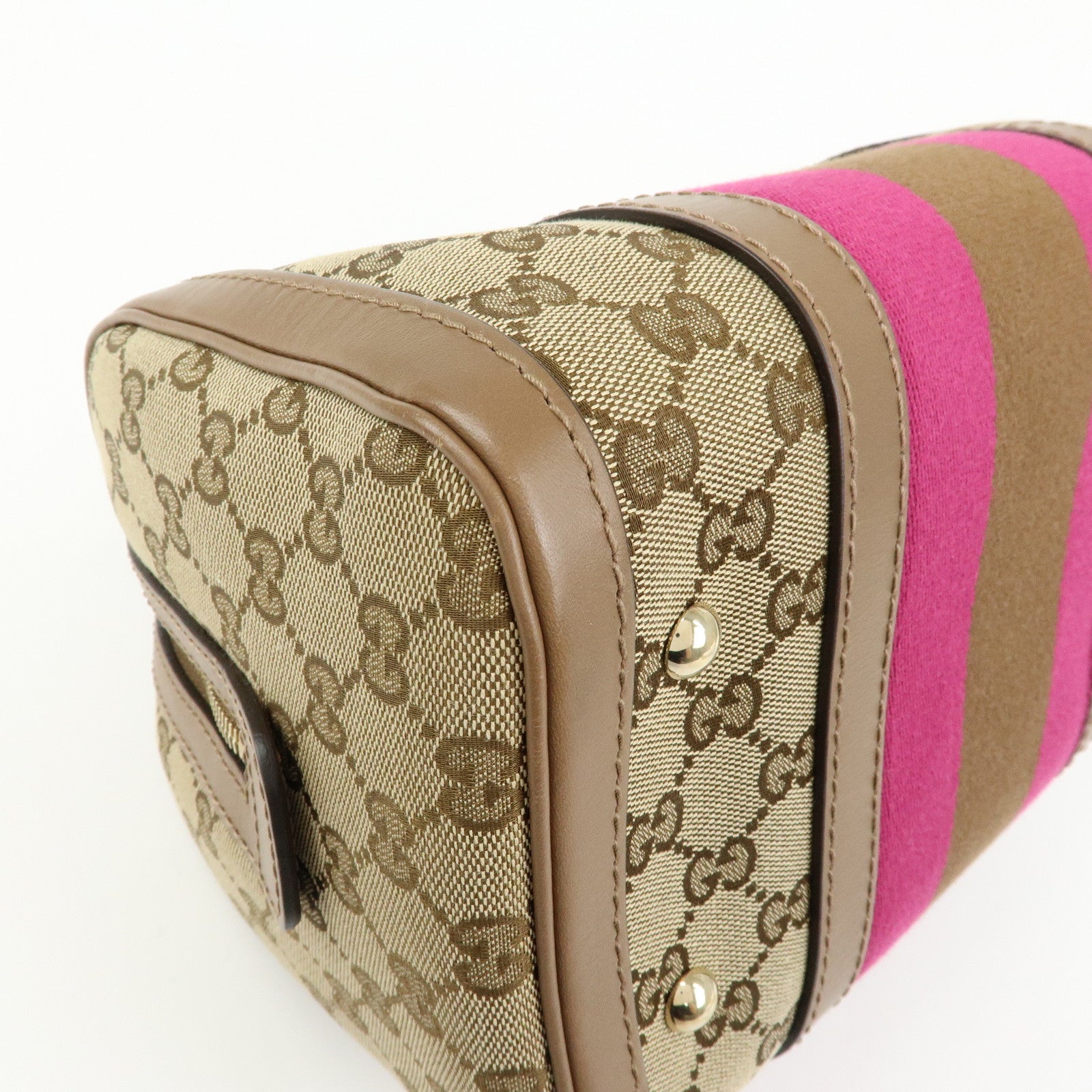 GUCCI Sherry GG Canvas Leather 2WAY Bag Boston Bag Beige 269876
