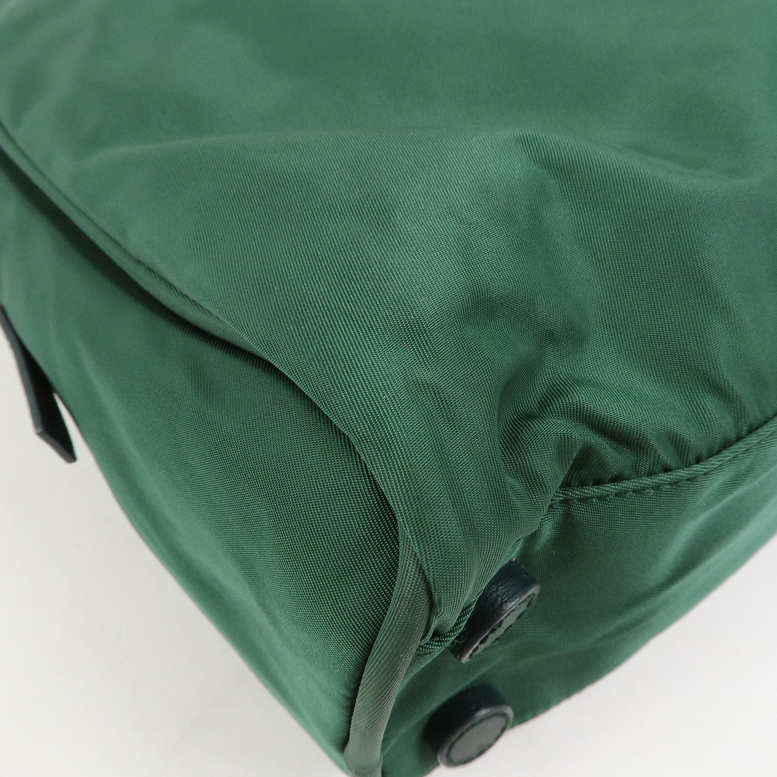PRADA Triangle Logo Nylon Leather Tote Bag Shoulder Bag Green