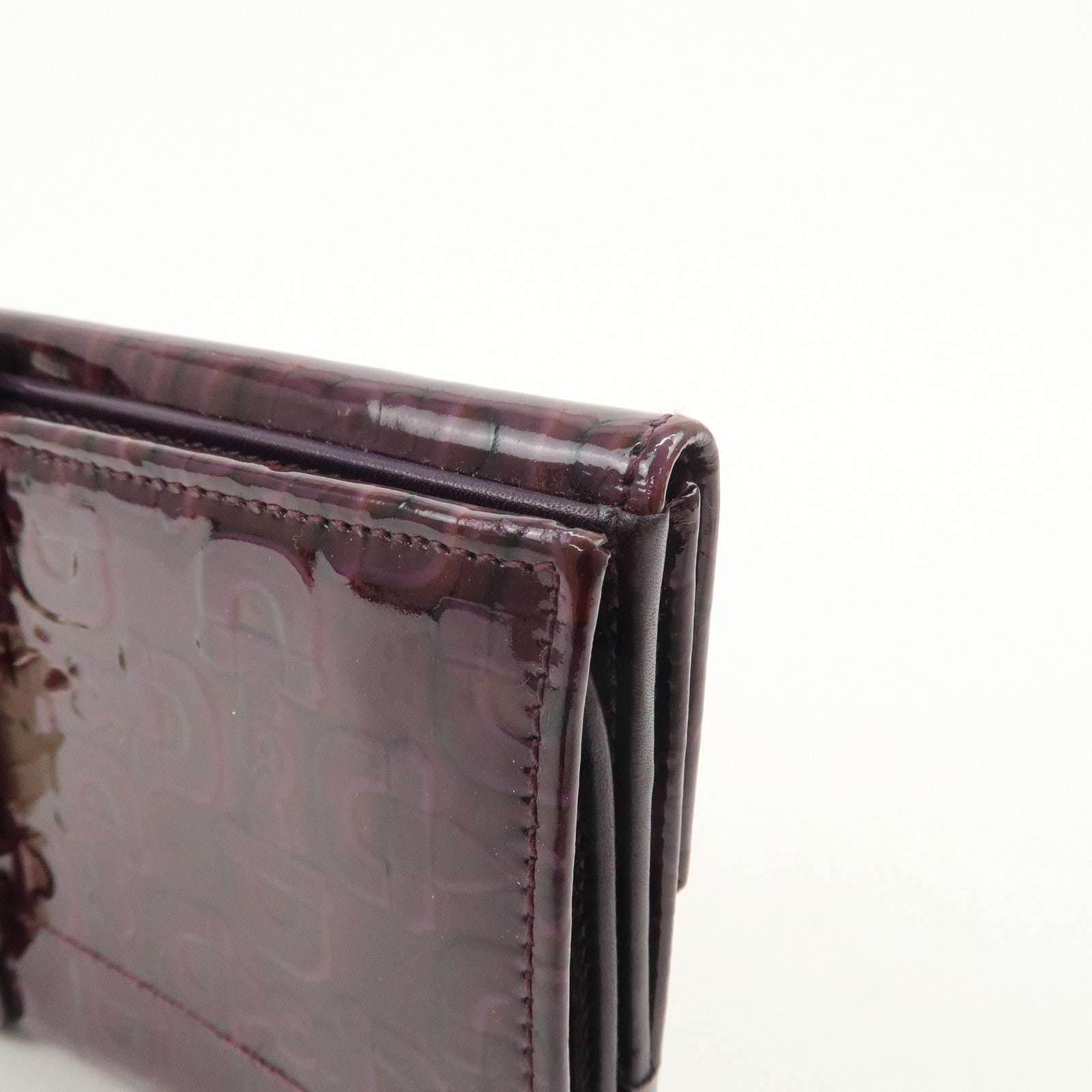 GUCCI New Jackie Logo Patent Leather Long Flap Wallet Purple 141430