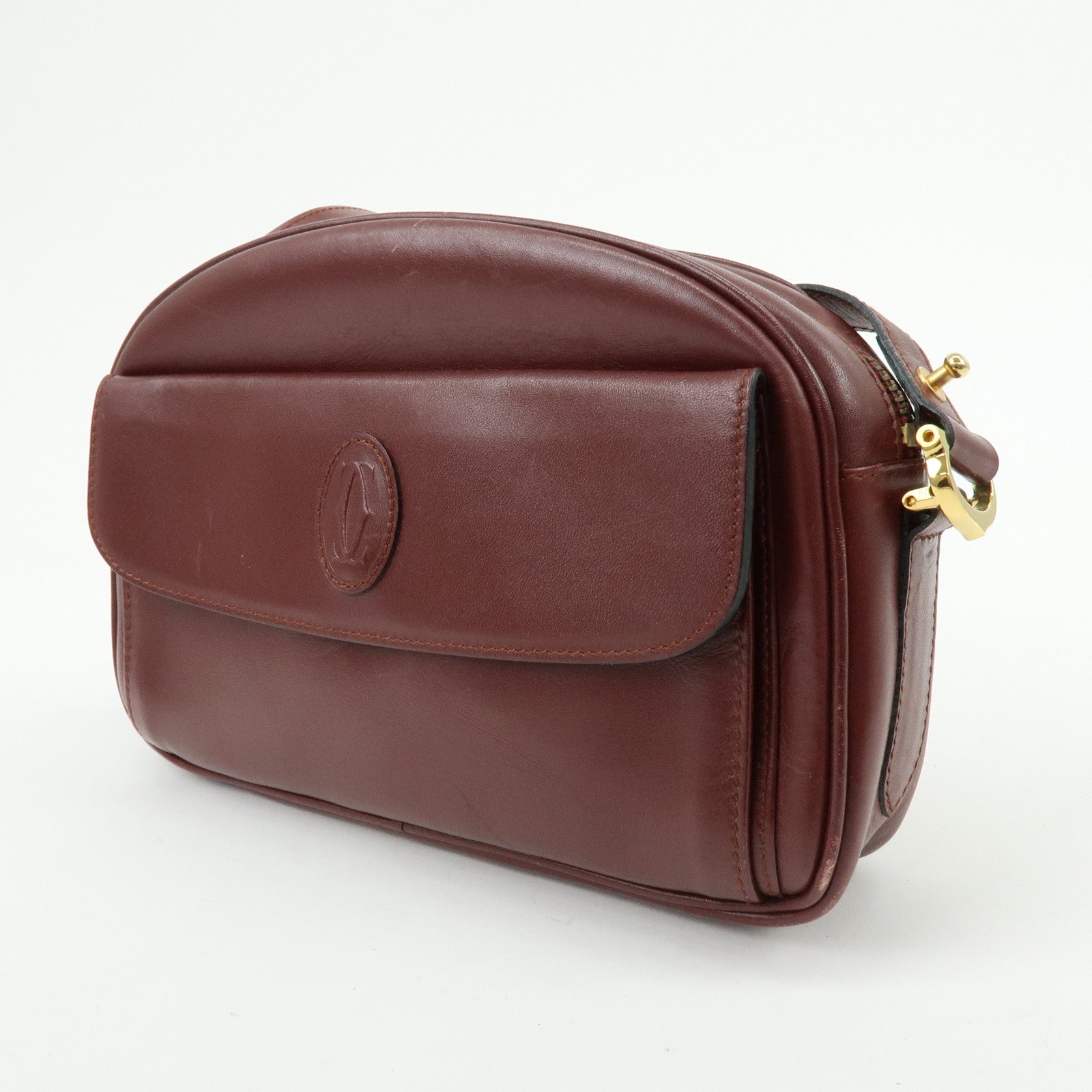 Cartier Must de Cartier Leather Shoulder Bag Crossbody Bag Bordeaux