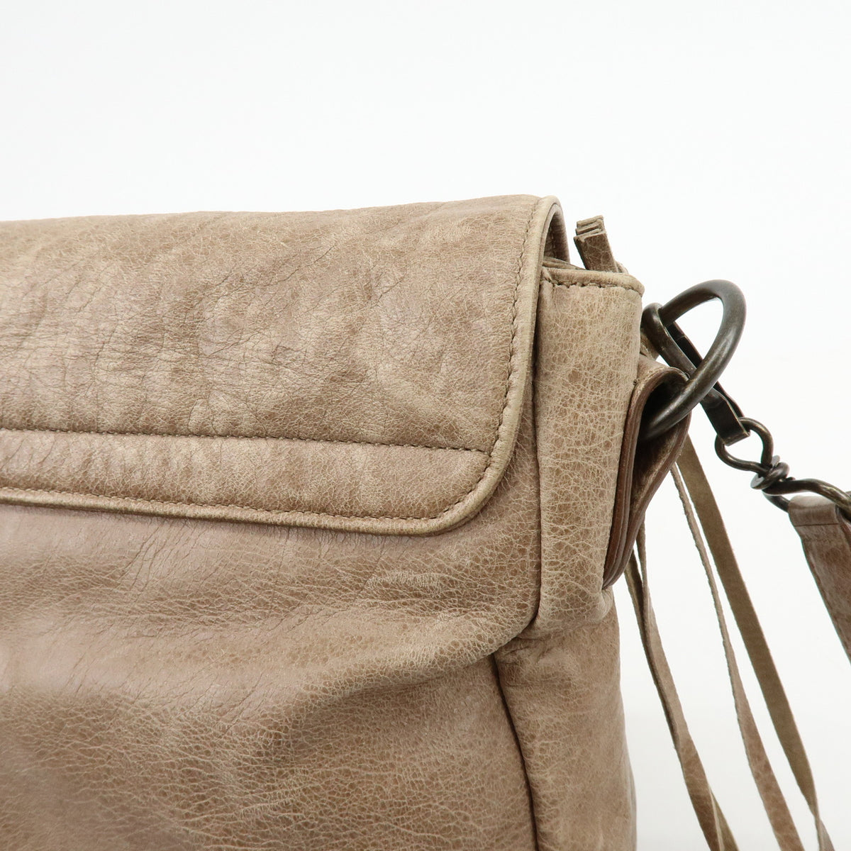 BALENCIAGA The Folk Leather Shoulder Bag Messenger Bag Brown 246432
