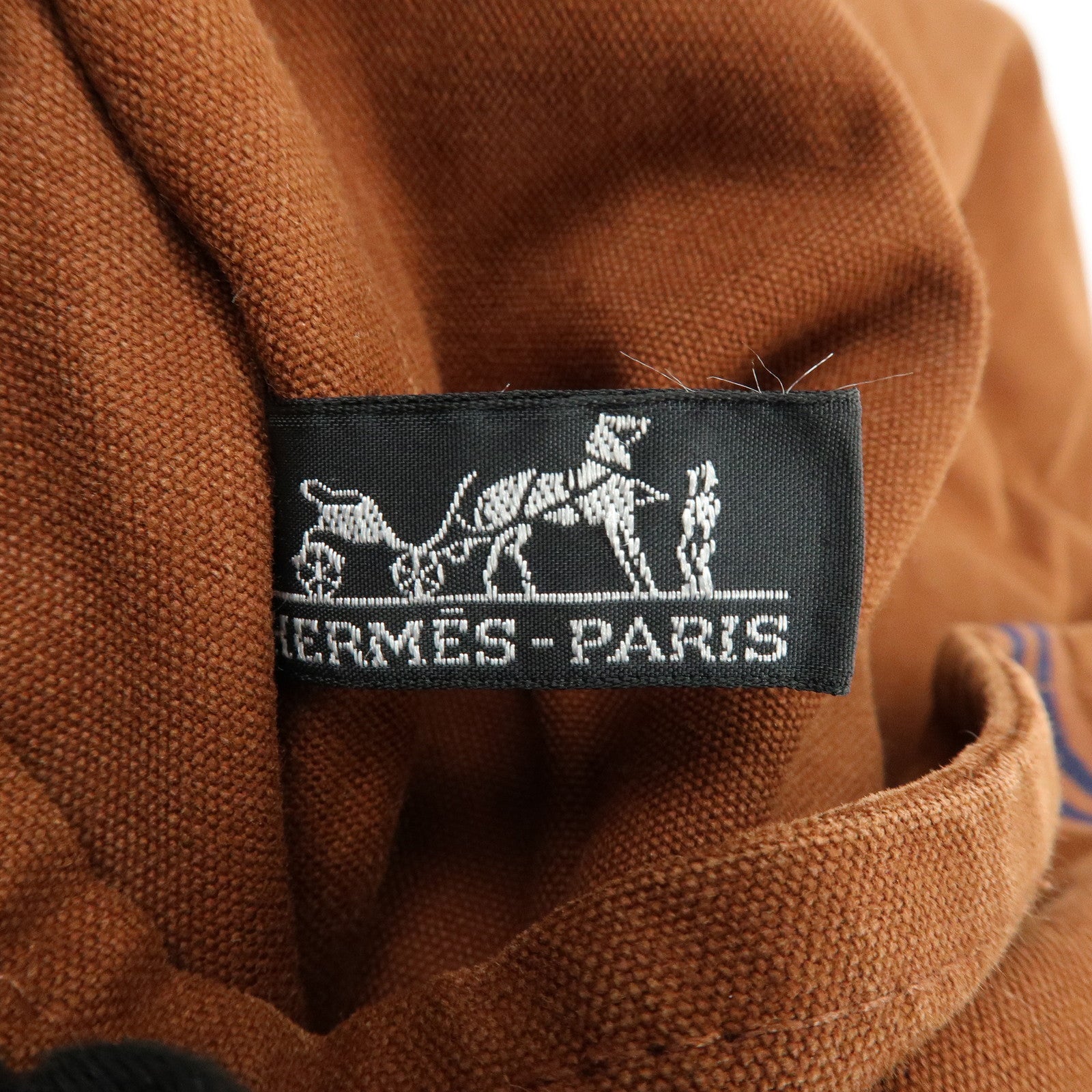 HERMES Basas MM Fourre Toute Canvas Shoulder Bag Brown