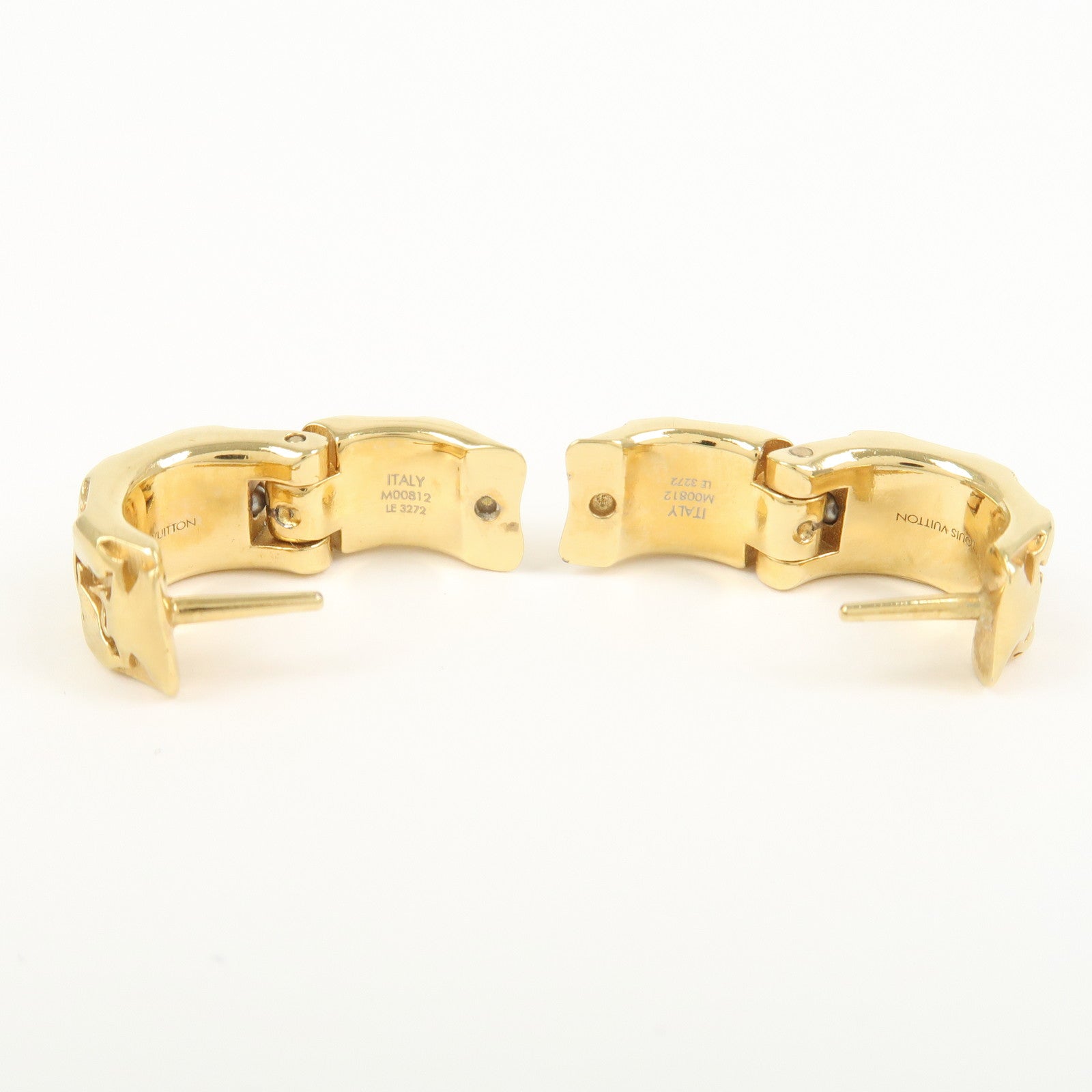Louis Vuitton LV Logo Metal Earrings Gold M00812