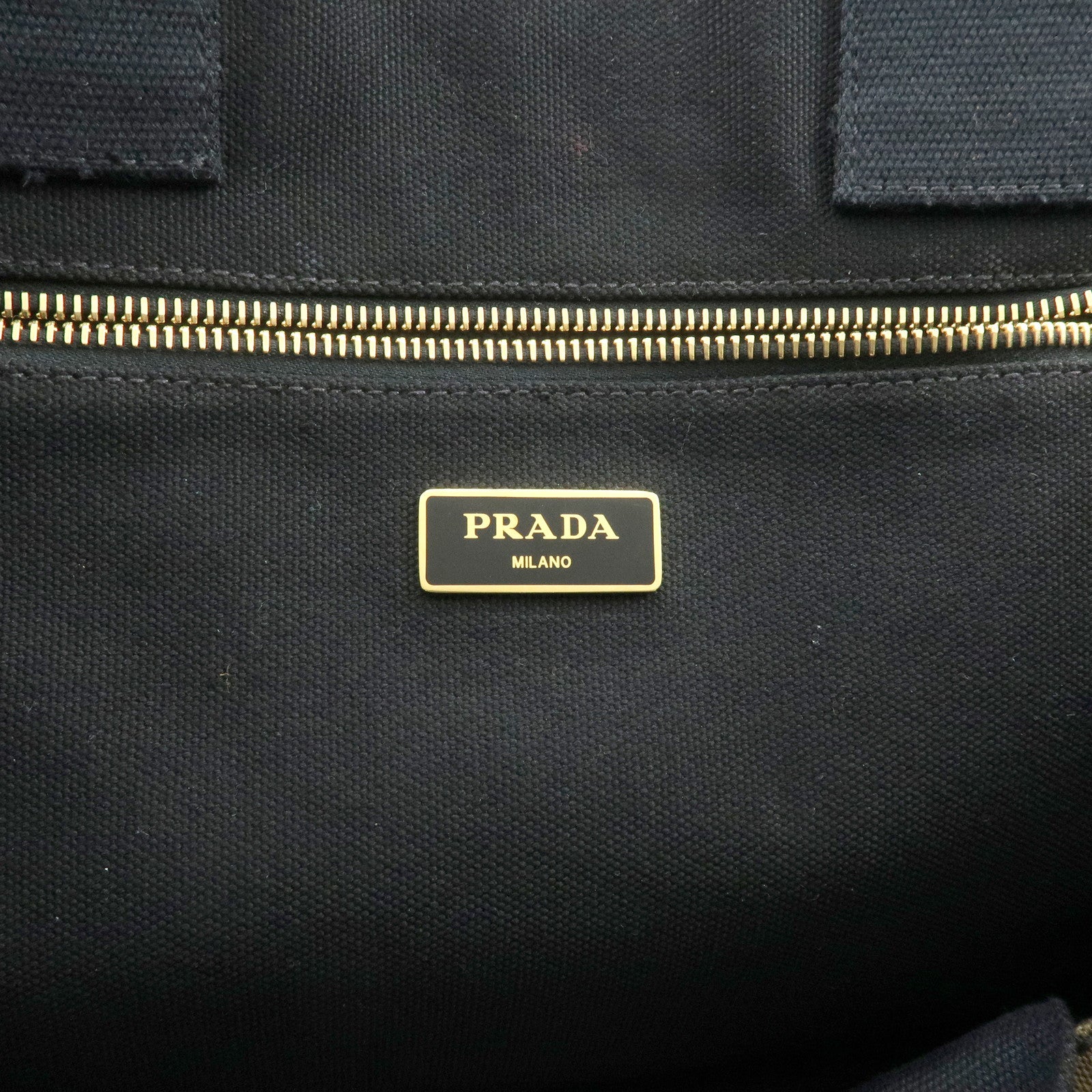 PRADA Triangle Logo Canapa Large Canvas Tote Hand Bag Khaki BN1872