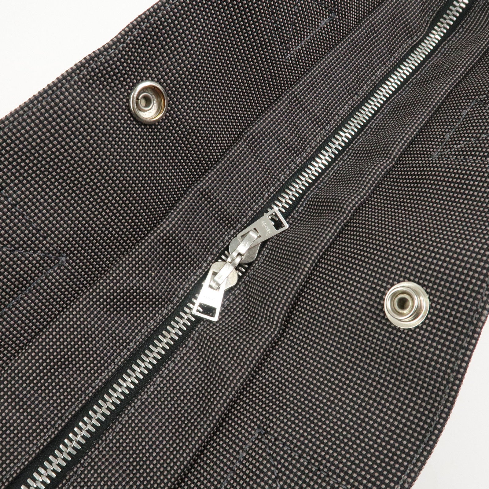 HERMES Herline MM Nylon Canvas Tote Bag Hand Bag Black