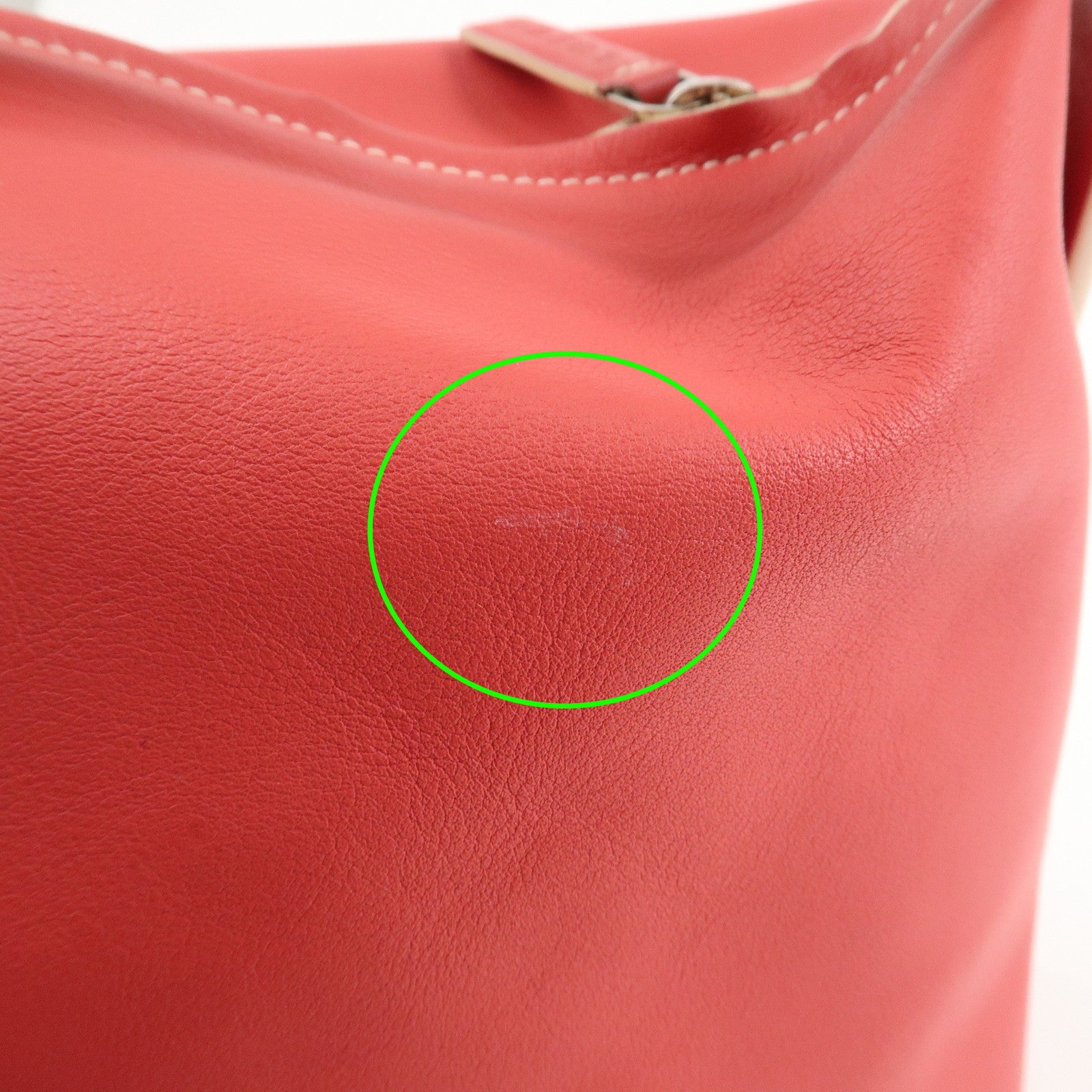 LOEWE Leather Hand Bag Red White Silver Hardware