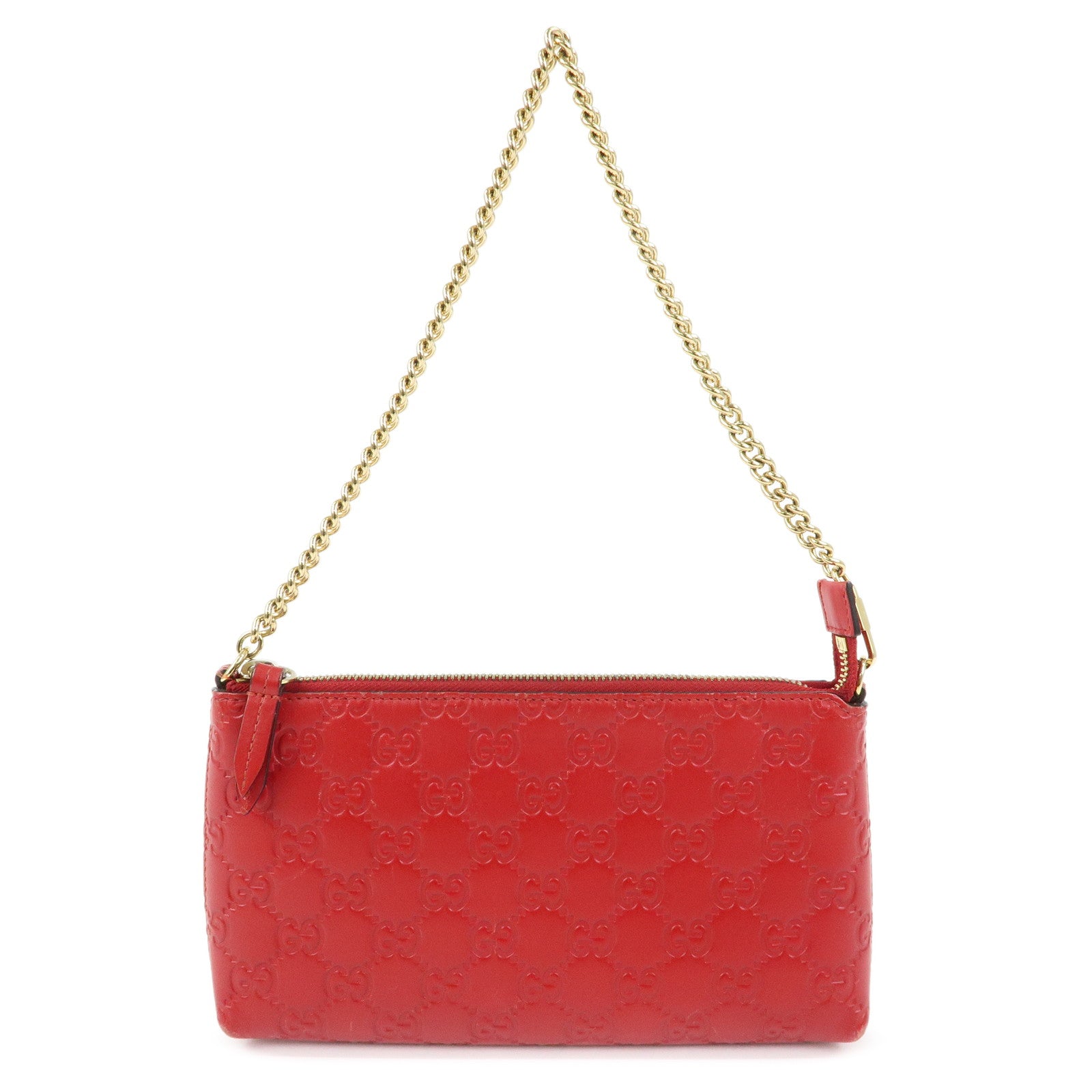 GUCCI Guccissima Leather Chain Shoulder Bag Wallet Red 428449