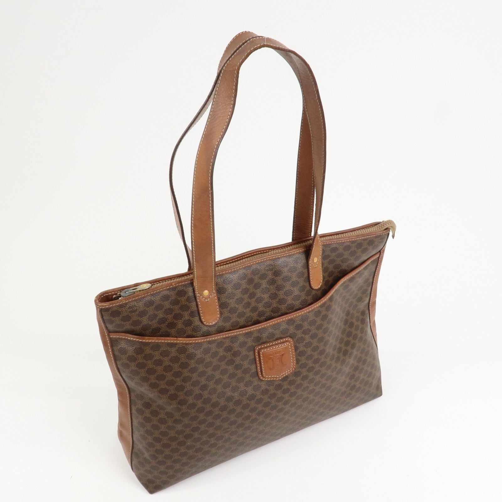 CELINE Macadam PVC Leather Tote Bag Shoulder Bag Brown