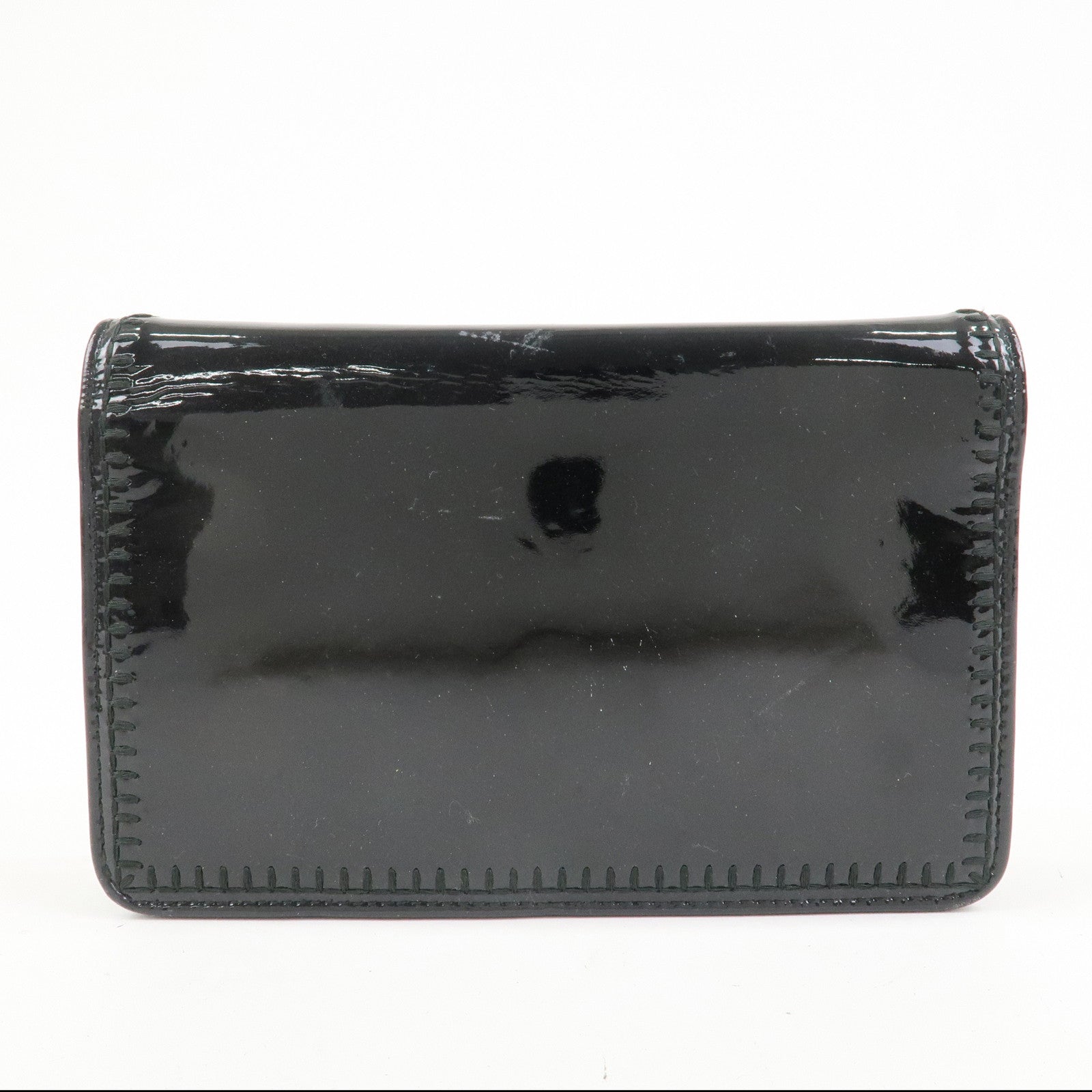 CHANEL COCO Mark Patent Leather Chain Wallet Shoulder Bag Black