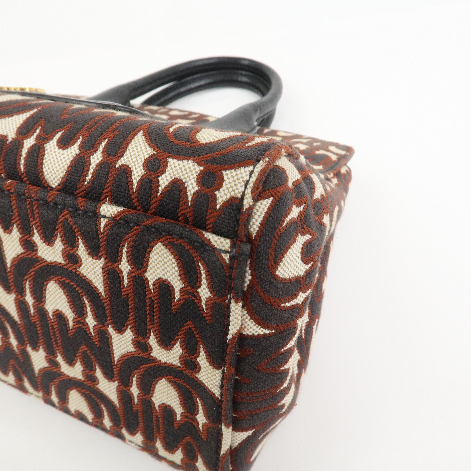 MIU MIU Jacquard Leather 2Way Bag Hand Bag Shoulder Bag 5BA130