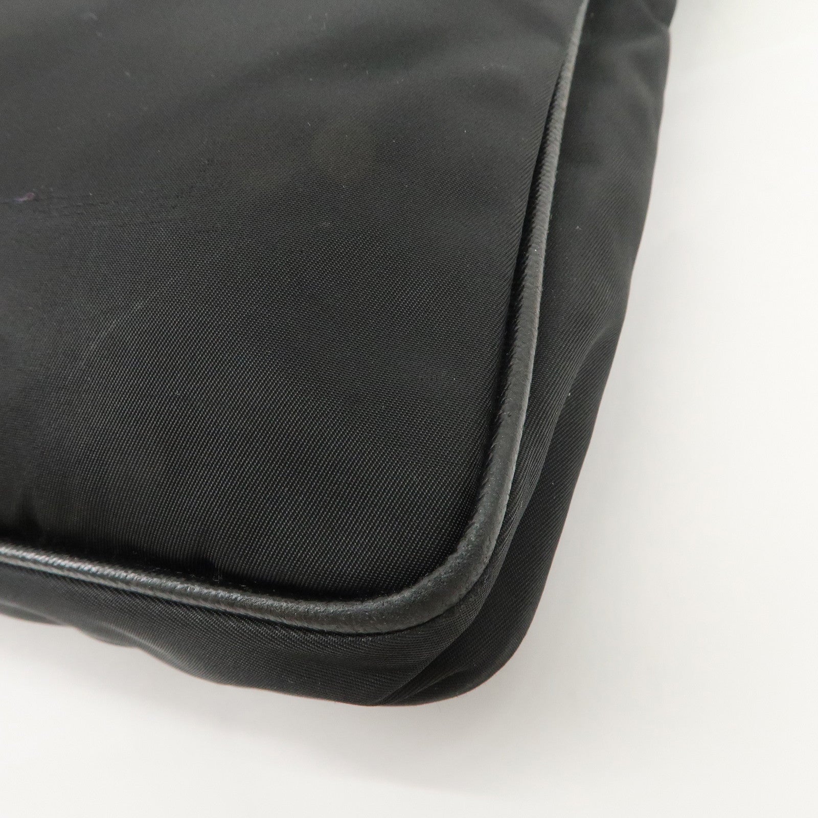 PRADA Triangle Logo Nylon Shoulder Bag Crossbody Bag Black Used