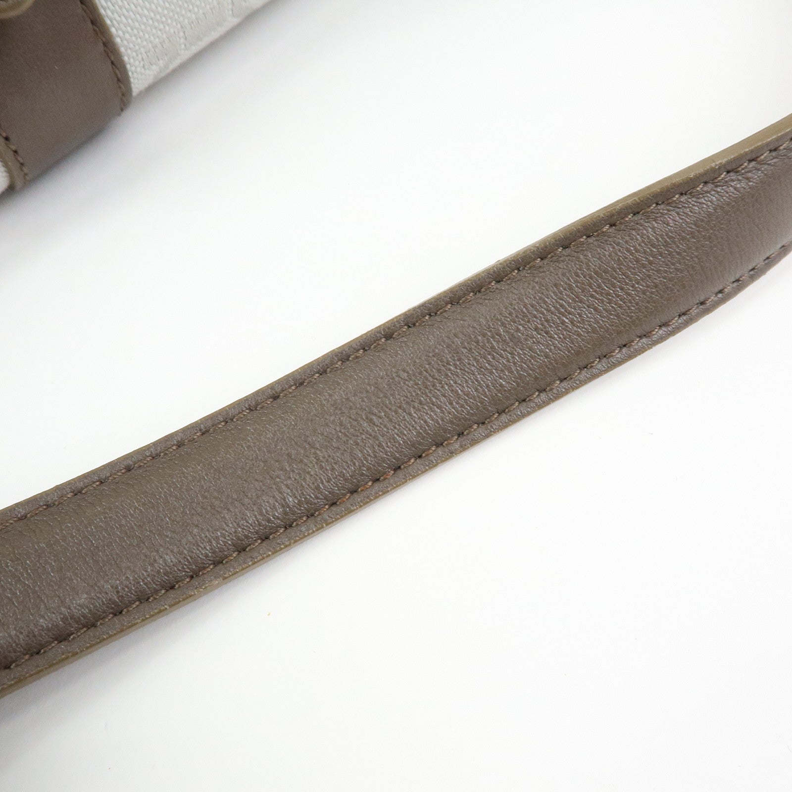Ferragamo Gancini Canvas Leather Shoulder Bag Hand Bag Gray Brown