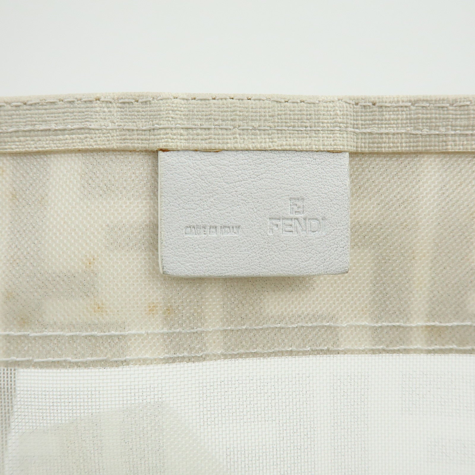 FENDI Zucca Mesh PVC Coated Tote Bag Shoulder Bag White 8BH183