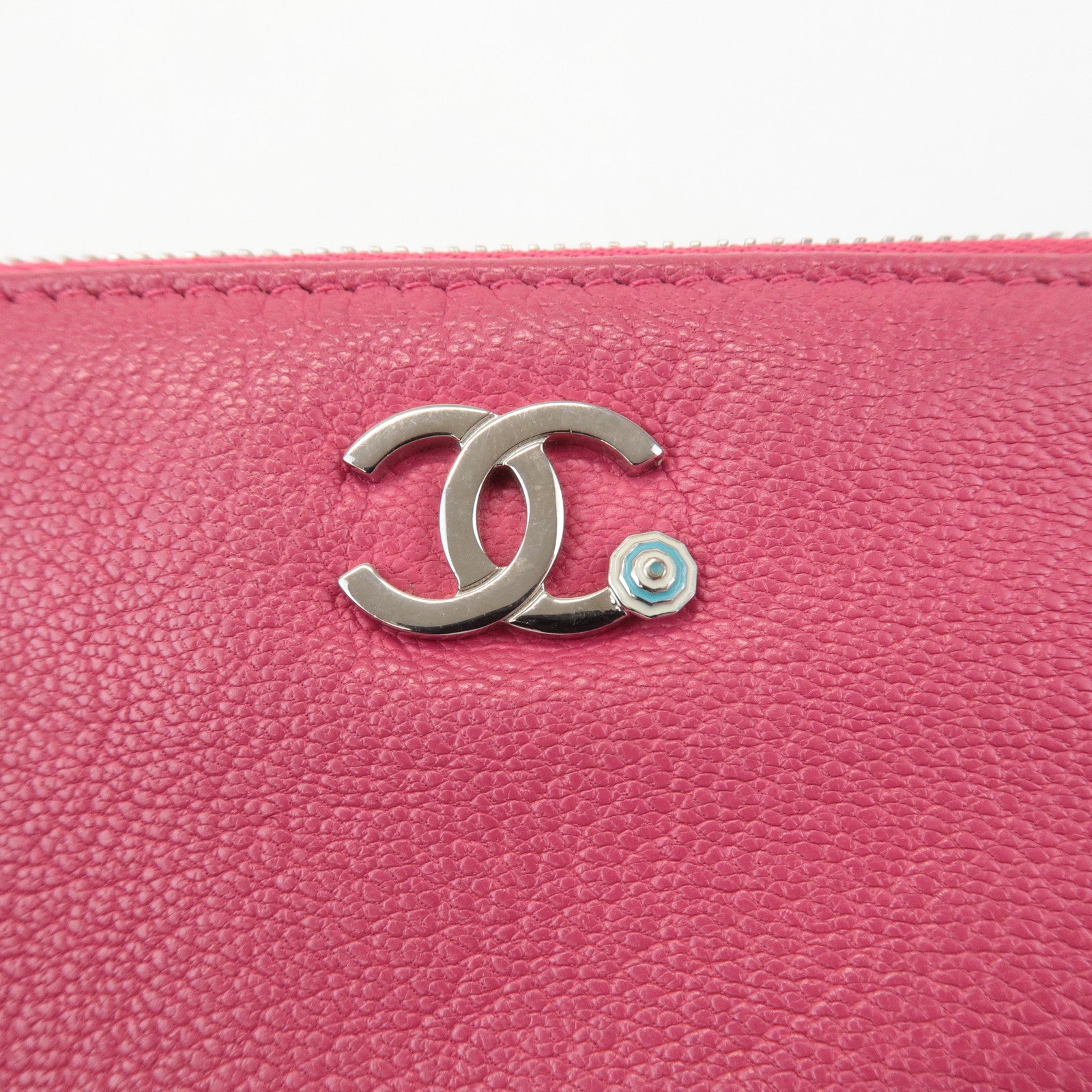 CHANEL COCO Mark Caviarskin Pouch Cosmetic Pouch Pink Used