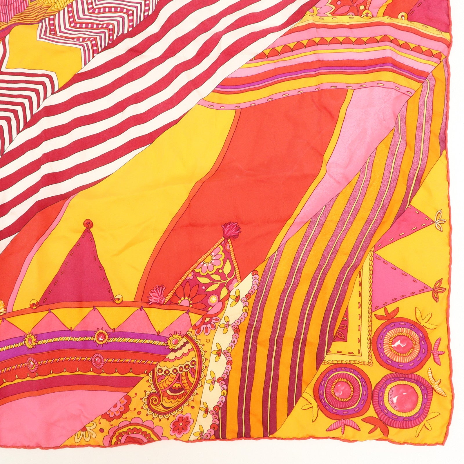 HERMES Carre 90 Silk 100% Scarf COUPONS INDIENS Multicolor Used