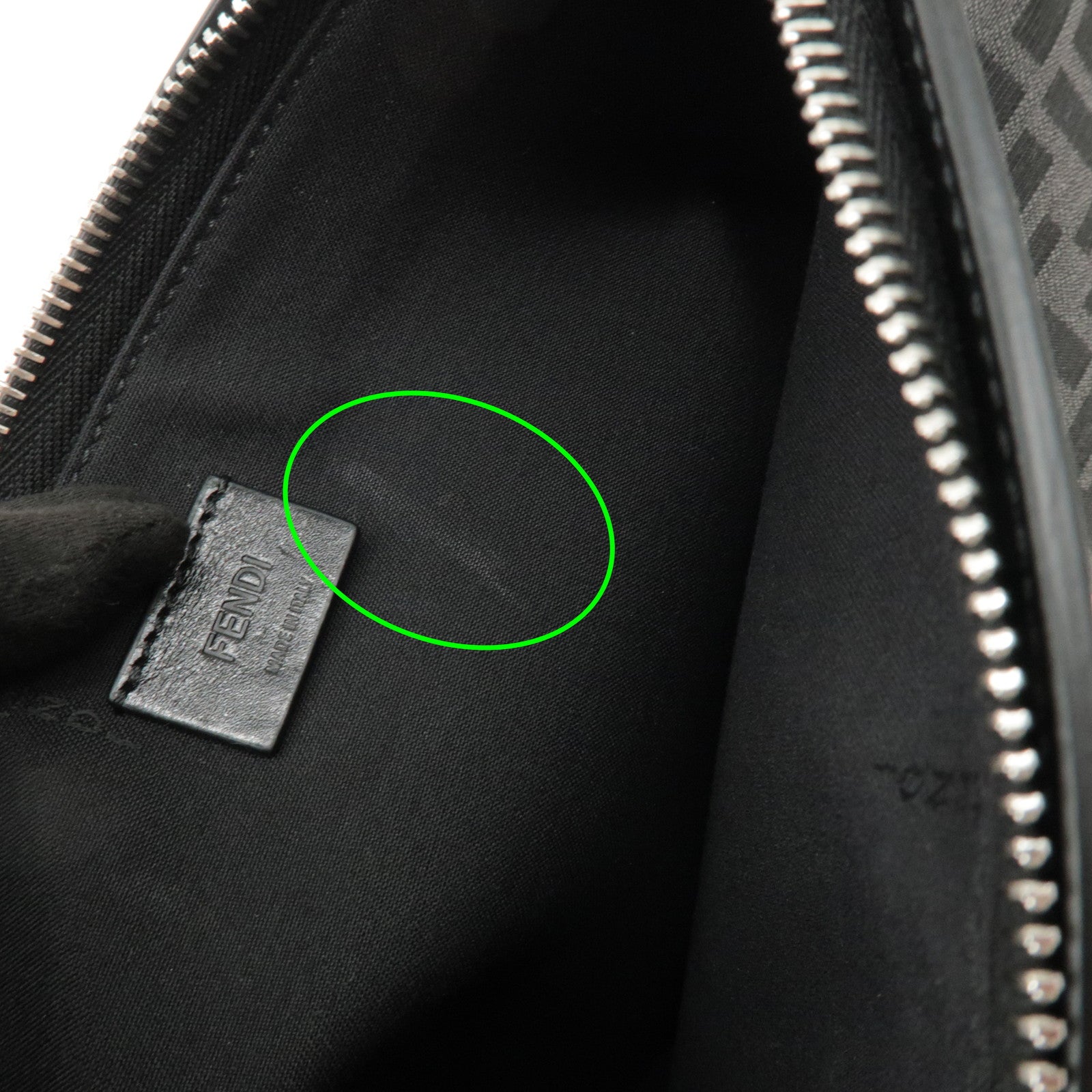 FENDI Zucca Leather Canvas Slim Clutch Medium Black Gray 7N0134 Used