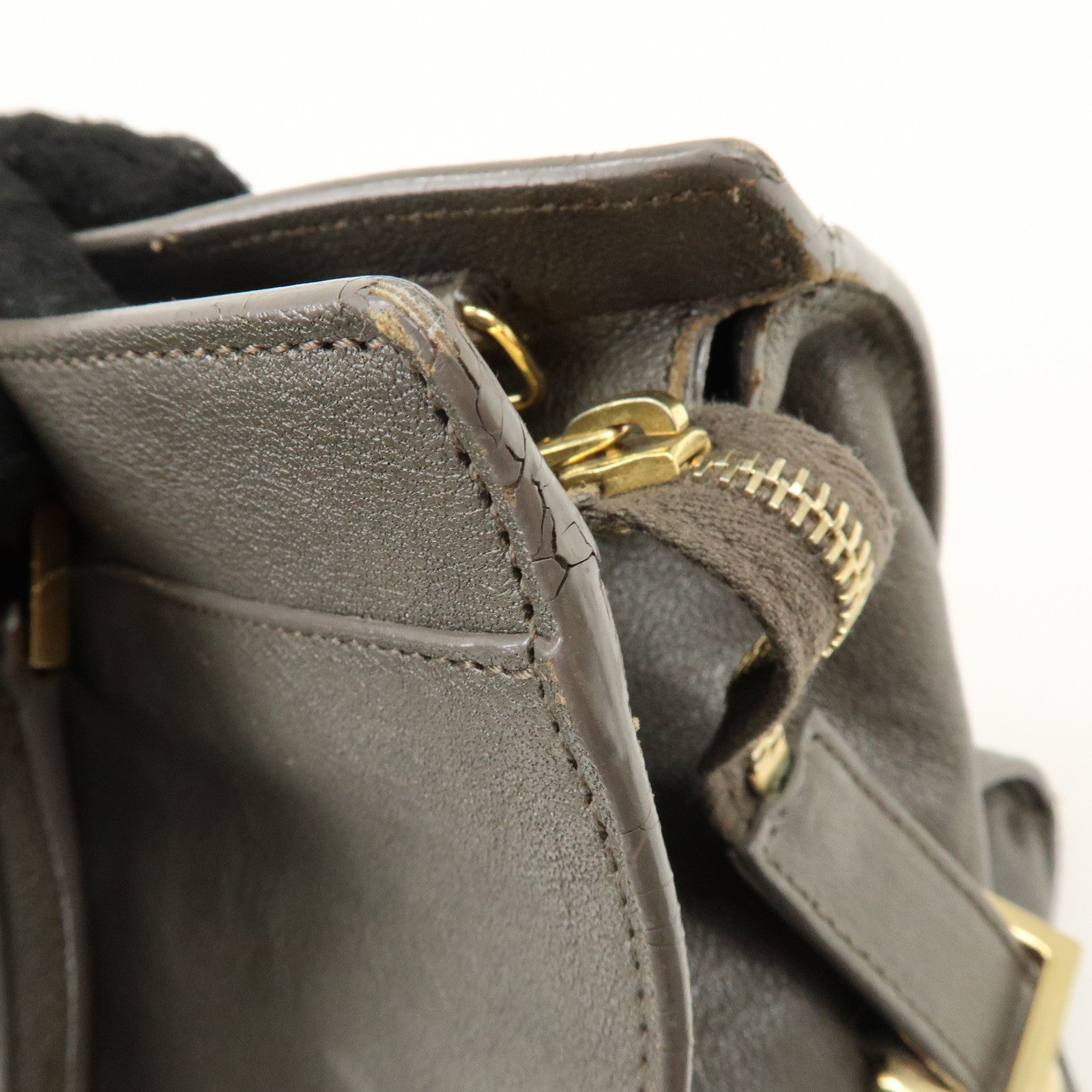 SAINT LAURENT PARIS Cabas Chyc Leather 2WAY Bag Gray 370699