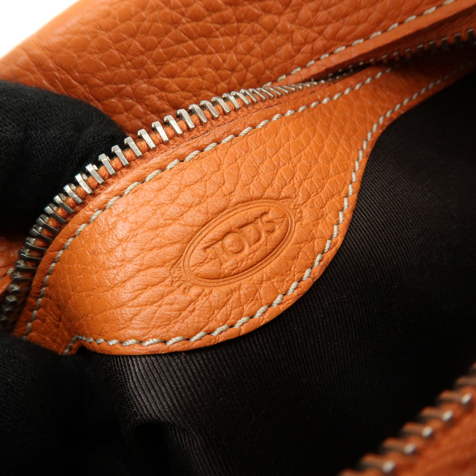 TOD'S Miky Leather Shoulder Bag Hand Bag Orange