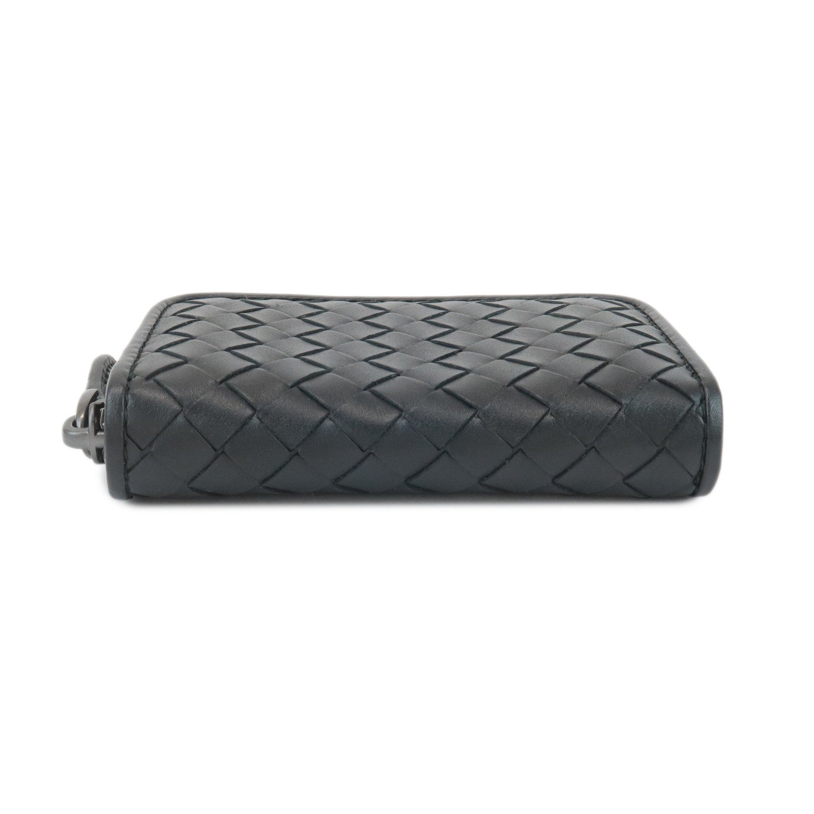 BOTTEGA VENETA Intrecciato Leather Coin Case Black Used