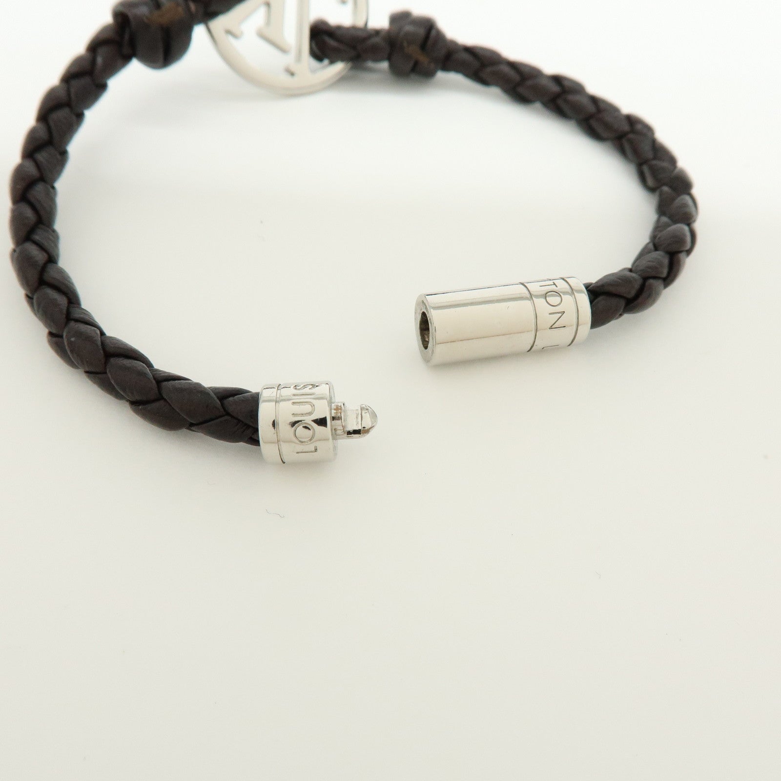 Louis Vuitton Bracelet LV Circle Leather Metal Bracelet Black M6188