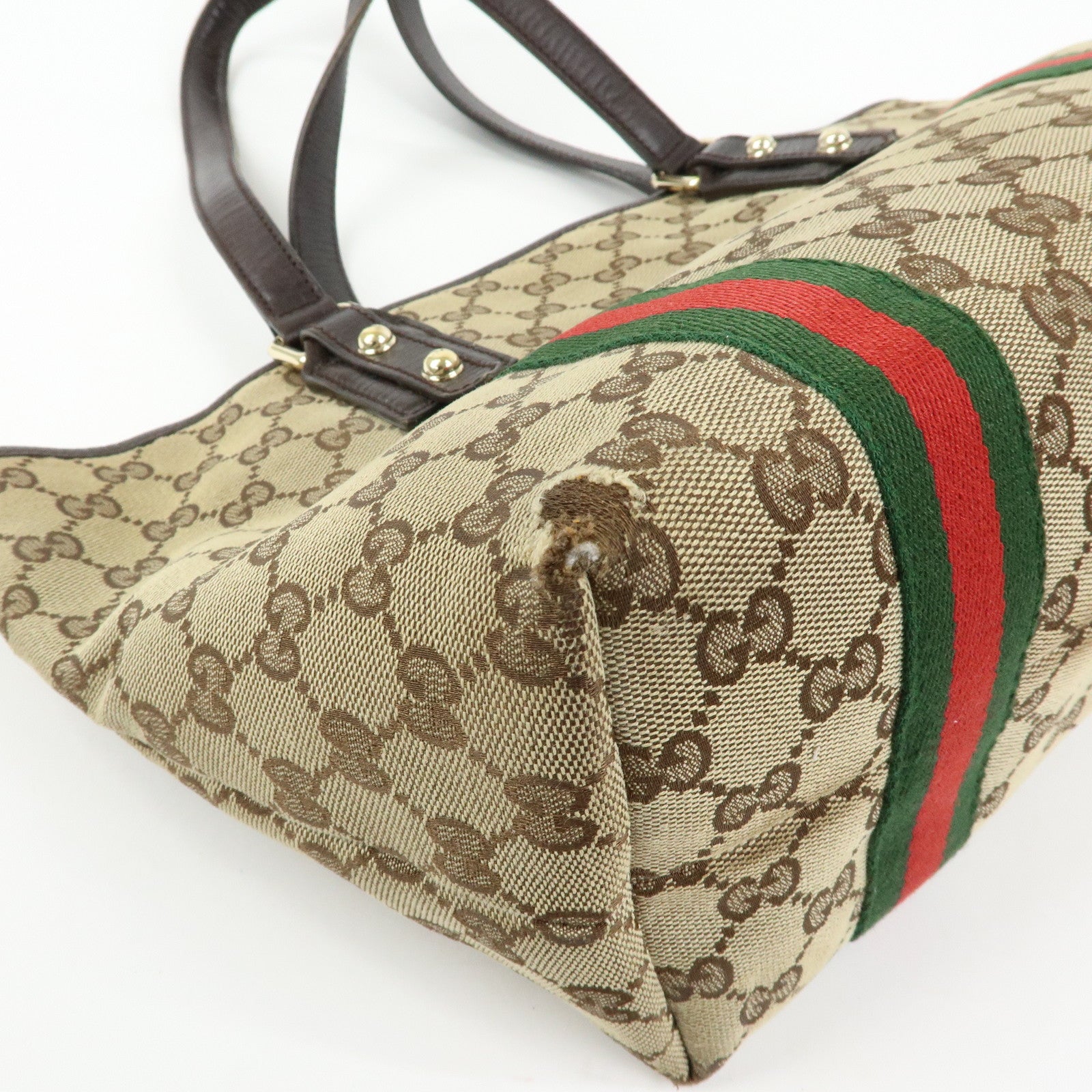 GUCCI Sherry GG Monogram Tote Bag Shoulder Bag Beige Brown 137396