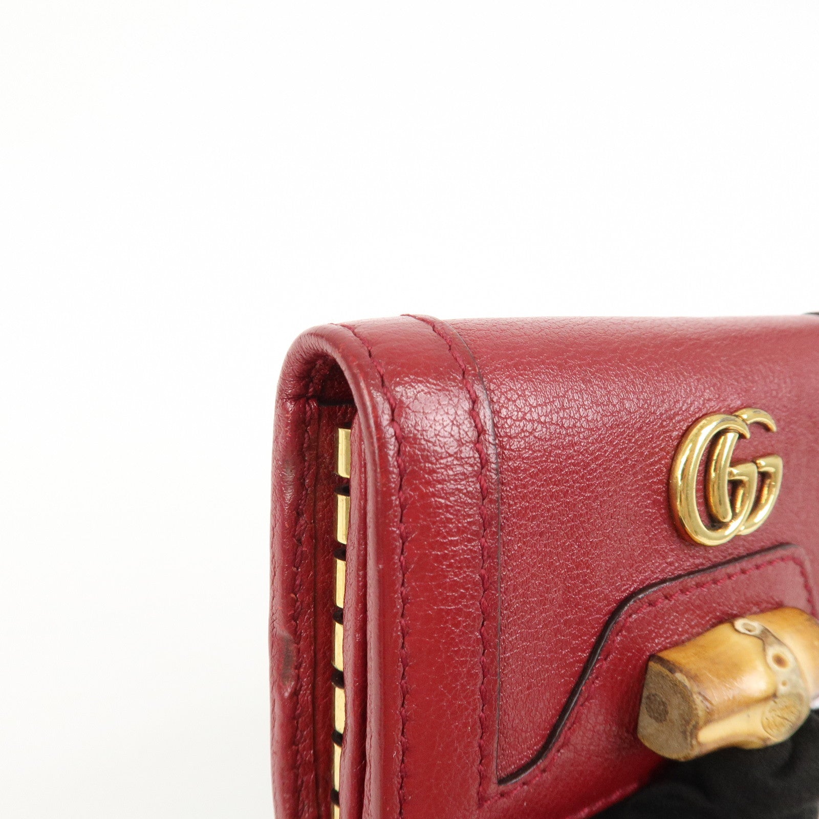 GUCCI GG Marmont Bamboo Leather 6 Key Rings Key Case Red 658636
