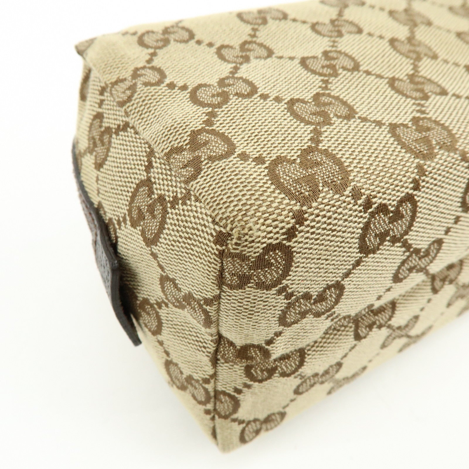 GUCCI GG Monogram Canvas Cosmetic Pouch Beige Brown 29595