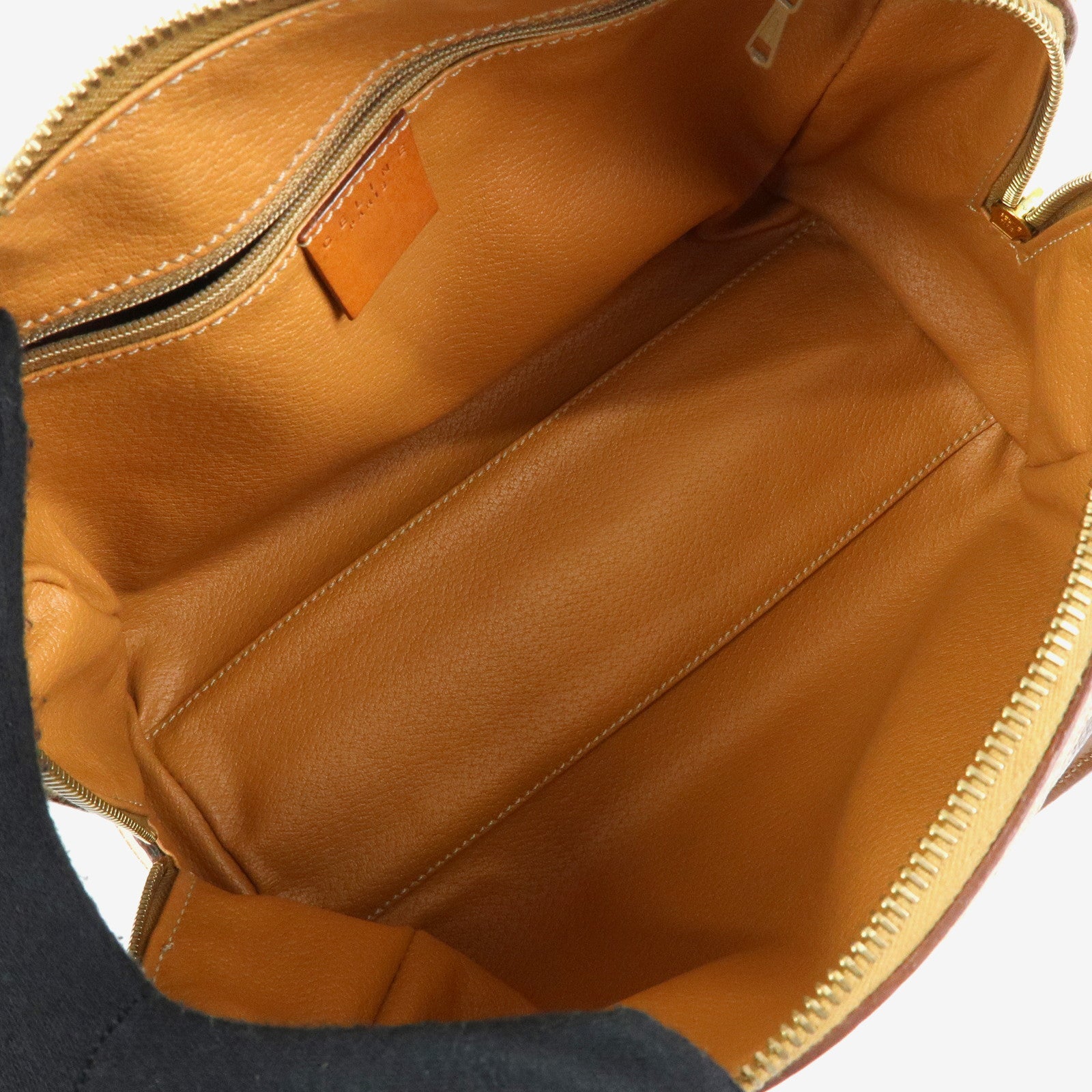 CELINE Logo Macadam PVC Leather Boston Bag Hand Bag Brown
